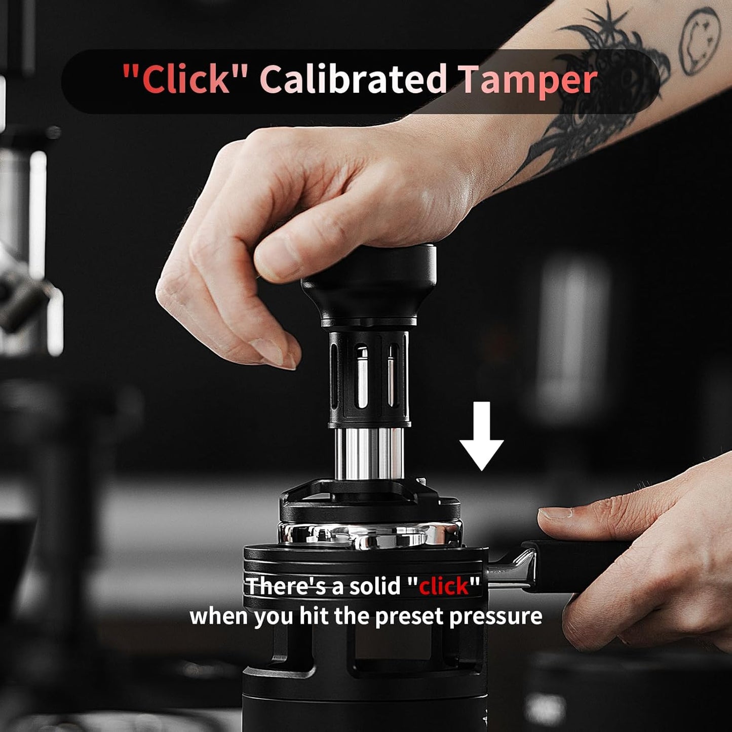 MHW-3BOMBER Espresso Tamper, 51mm-Spring-Loaded Coffee Tamper with Sound Feedback, Barista 51mm Tamper for Breville, Tamper for Espresso Machine,Thread Base YU Series, T6146-OS