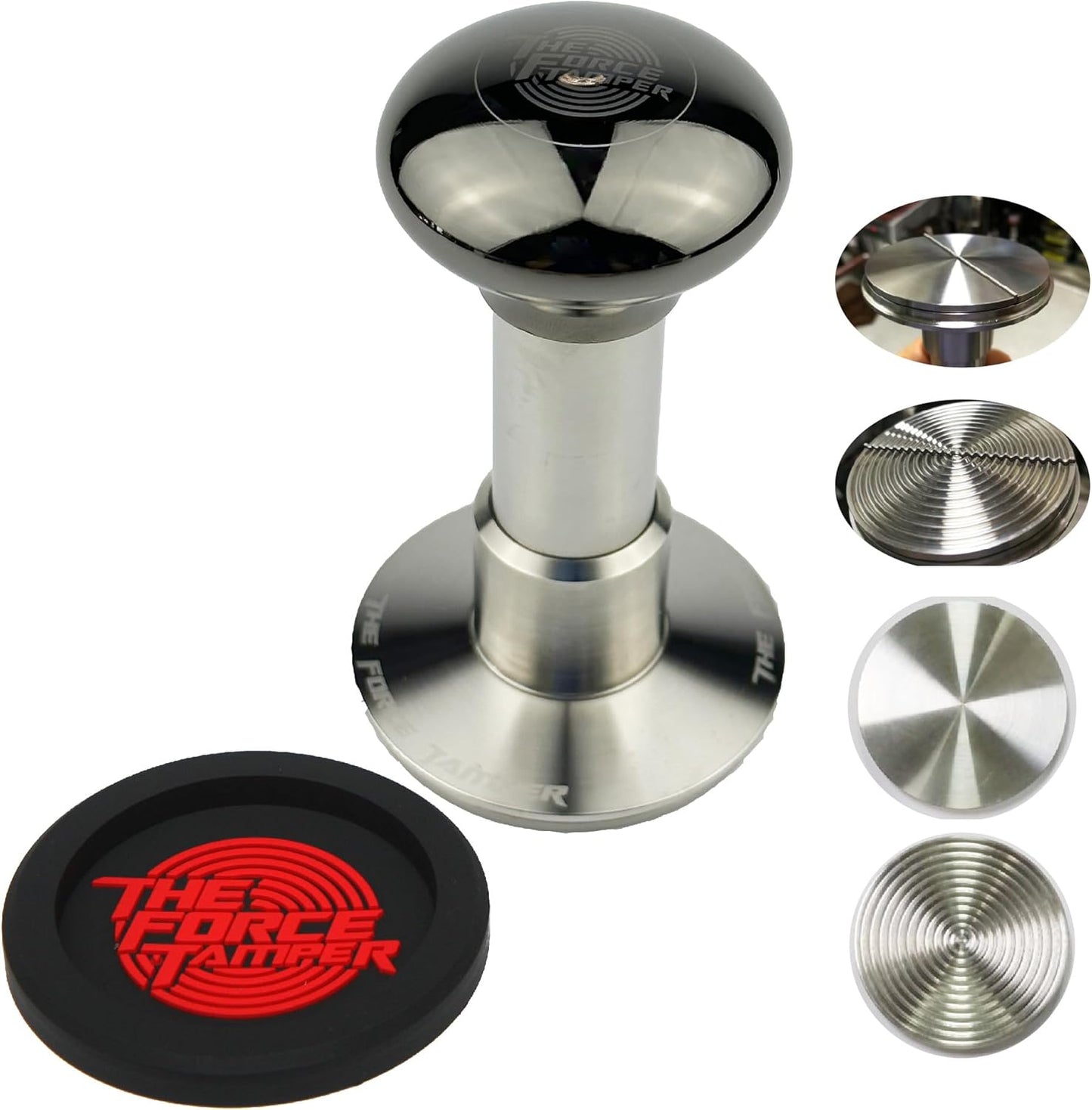 The Force Tamper Automatic Impact Coffee Tamper Adjustable Const Pressure and Autoleveling Duo-Distribute Set New (Jelly-Black Mirror AL, 54.00mm)