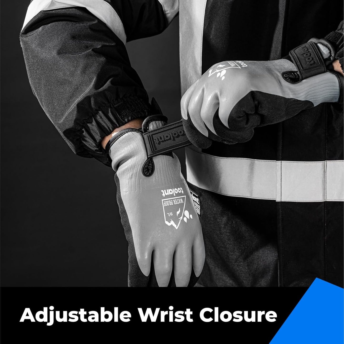 toolant 100% Waterproof Gloves Bulk Pack, 3 Pairs, Winter Work Gloves for Cold Weather, Touchsreen, Warm Freezer Gloves, Thermal Insulated, With Grip, Grey, Small