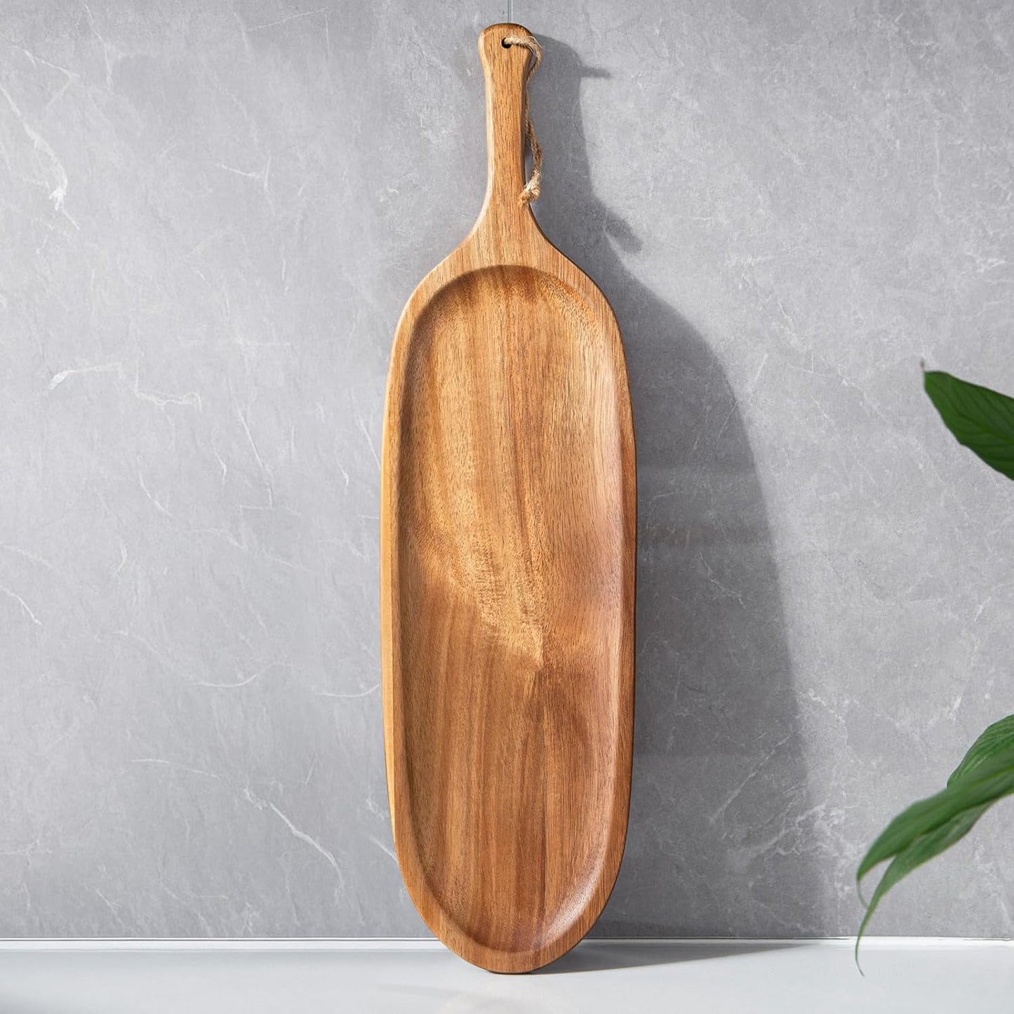Wooden Tray Wood Serving Tray with Handle Large Serving Plates Acacia Solid Wood Appetizer Plates Multi-Use Oval Acacia Plates for Appetizer for Snack Small 1pcs