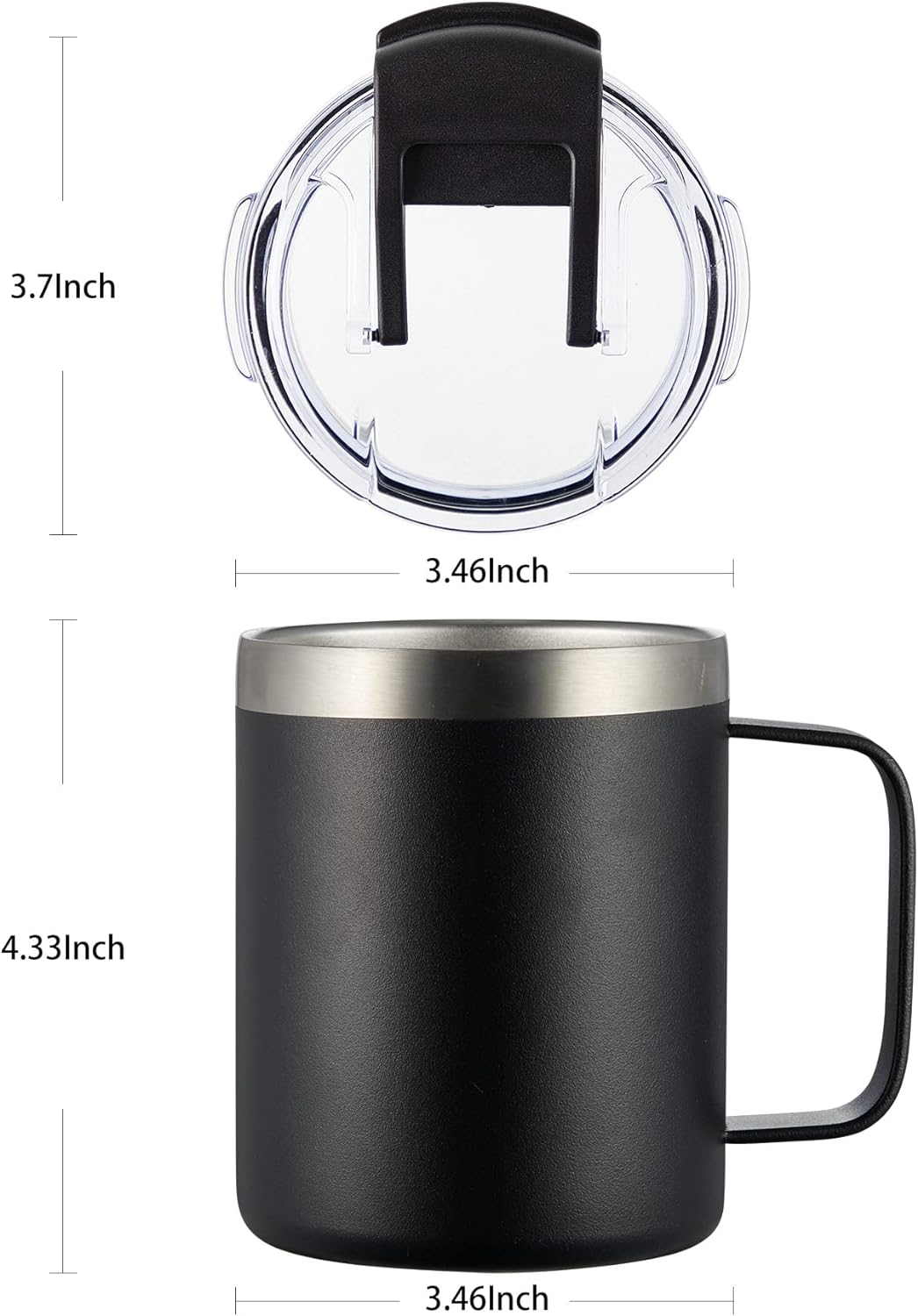 ALOUFEA 12oz Insulated Coffee Mug Cup with Handle, Stainless Steel Travel Coffee Mug with Flip Lid, Double Wall Vacuum Coffee Tumbler, Red