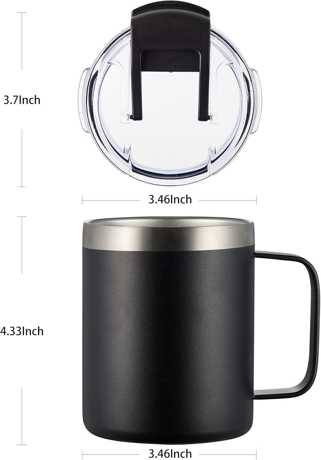 ALOUFEA 12oz Stainless Steel Insulated Coffee Mug with Handle, Double Wall Vacuum Travel Mug, Tumbler Cup with Fliping Lid, Black and Army Green