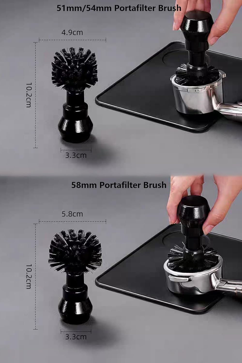 Espresso Coffee Machine Cleaning Brush Kit with Portafilter Cleaning Disc (58mm Portafilter Brush)