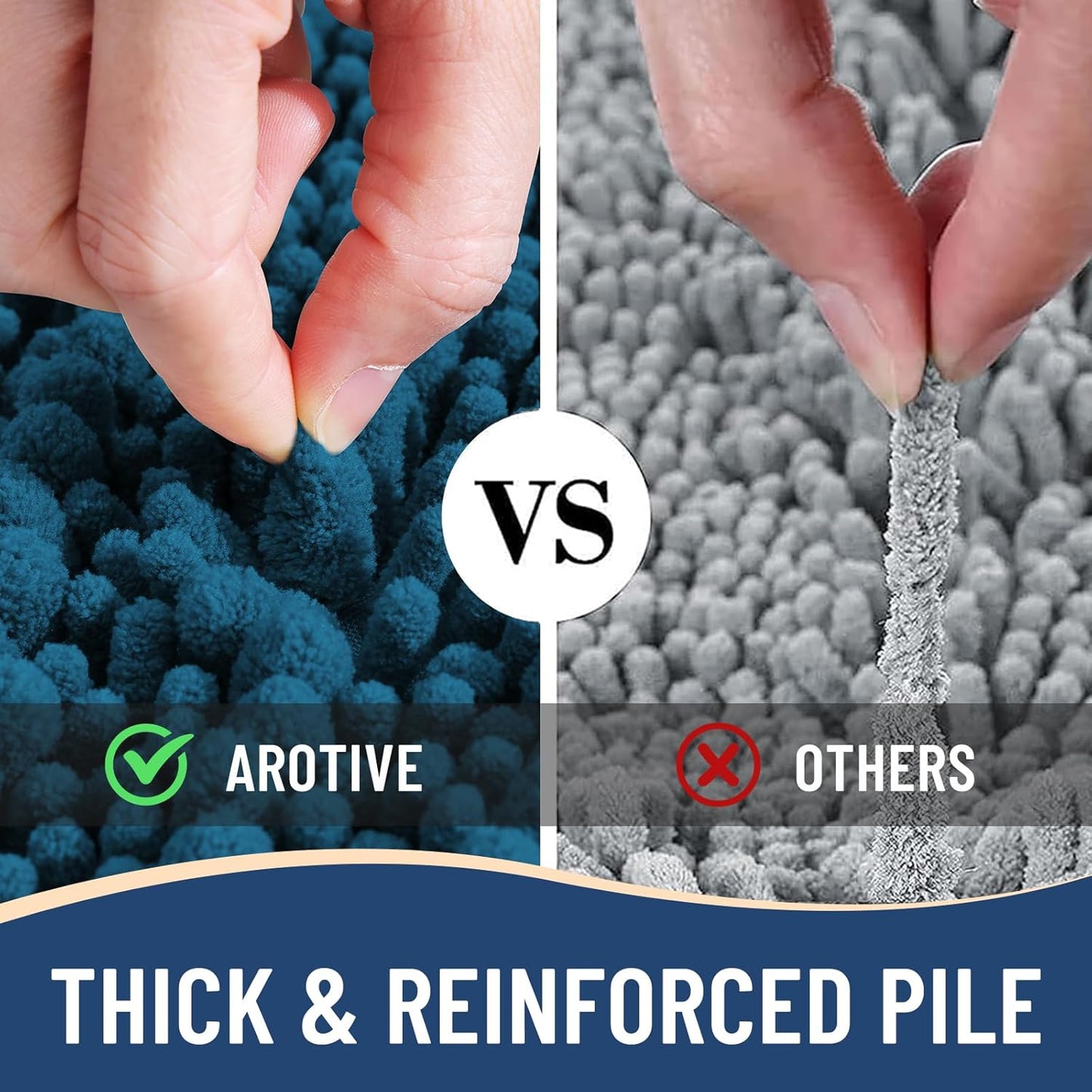 Arotive Luxury Chenille Bathroom Rug Mat, Extra Soft Thick Absorbent Shaggy Bath Rugs, Non-Slip Machine Wash Dry, Plush Bath Mats for Bathroom, Shower and Tub, 30x20, Peacock Blue