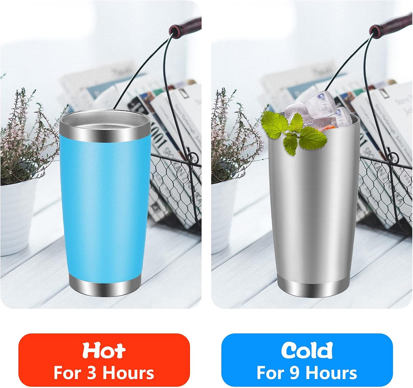 VEGOND 20oz Tumbler with Lid and Straw Stainless Steel Tumbler Cup Vacuum Insulated Double Wall Travel Coffee Mug Powder Coated Coffee Cup(Stainless 1 Pack)