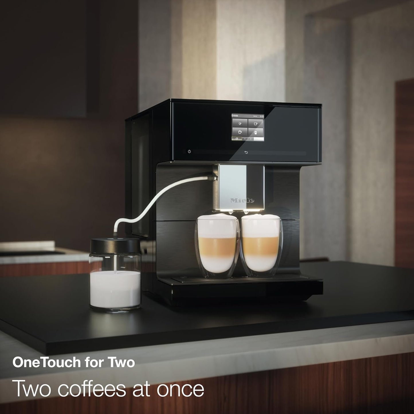 Miele CM 7750 CoffeeSelect Automatic Coffee Machine - OneTouch for Two, AromaticSystem, 10 individual profiles, DoubleShot, CupSensor, WiFi-compatible, automatic descaling, in Obsidian Black