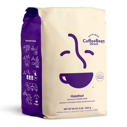 Coffee Bean Direct Hazelnut Flavored, Ground Coffee, 5 Pound Bag (Pack of 1)