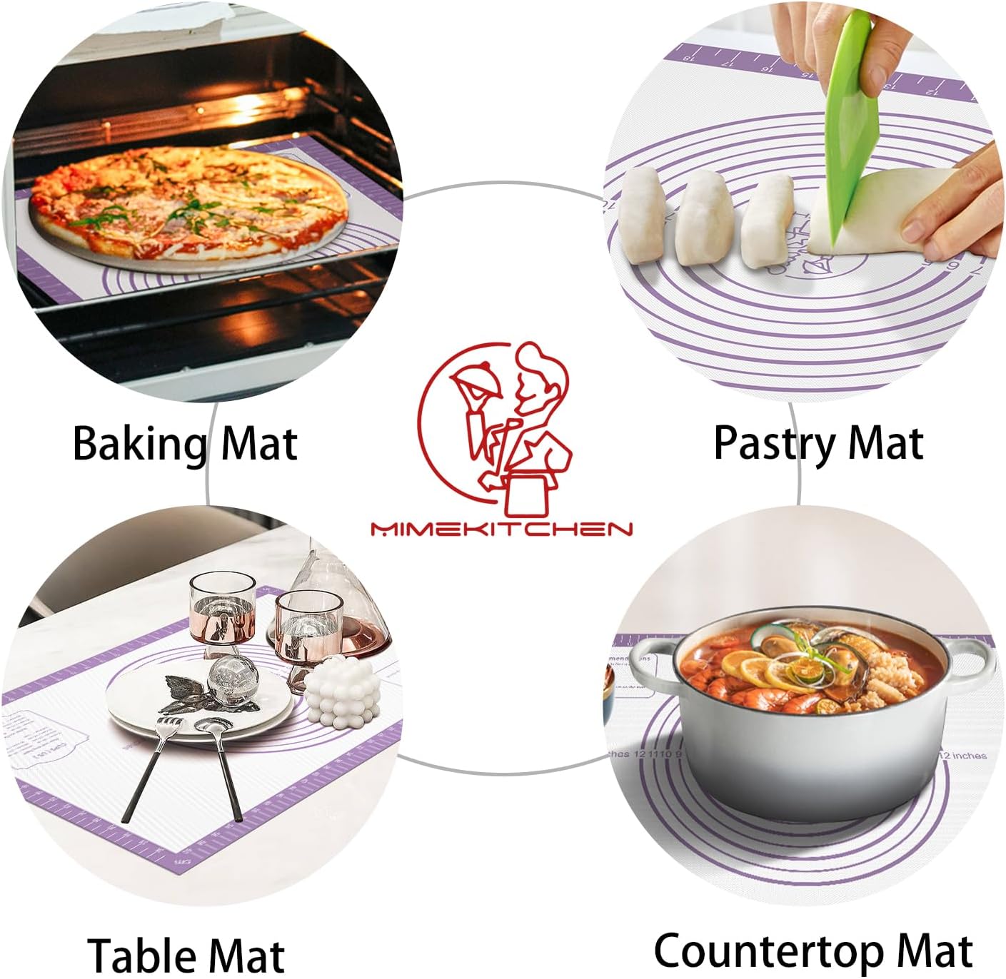 Silicone Baking Mat, Non Stick Pastry Mat Sheet for Dough Rolling, Pie Crust Macarons Baking Sheet, Easy to Clean& Dishwasher Safe, Food Grade Silicone Macaron Cookie Mat