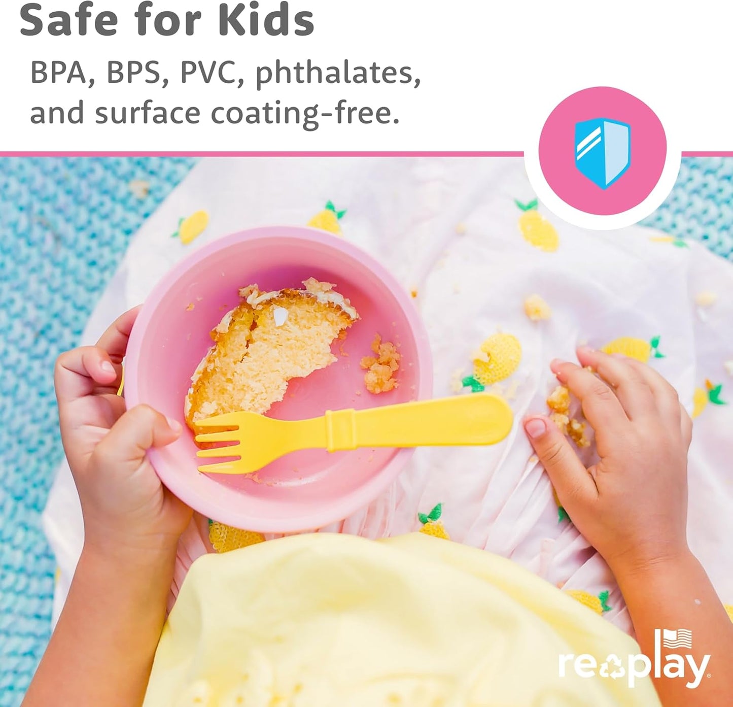 Re-Play 12 Oz. Toddler Bowls for Snack and Everyday Dining - Dishwasher and Microwave Safe - Made in USA - Set of 3-5.75" x 5.75" x 2" - Blossom