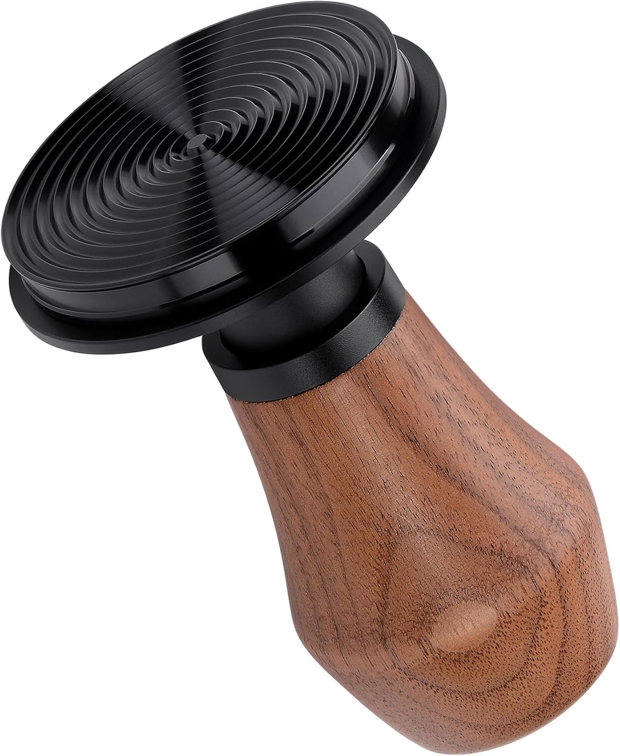 Normcore 58mm Espresso Tamper, Spring Loaded Coffee Tamper 58mm With Titanium PVD Coating Ripple Base, Genuine American Walnut Handle