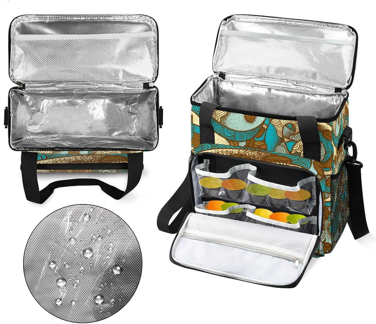 Vintage Boho Coffee Bean Maker Carring Bag Travel Carrying Storage Tote Compatible with Keurig K-Mini or Plus Portable Single Serve Brewer Case Pockets for K-cup Pods