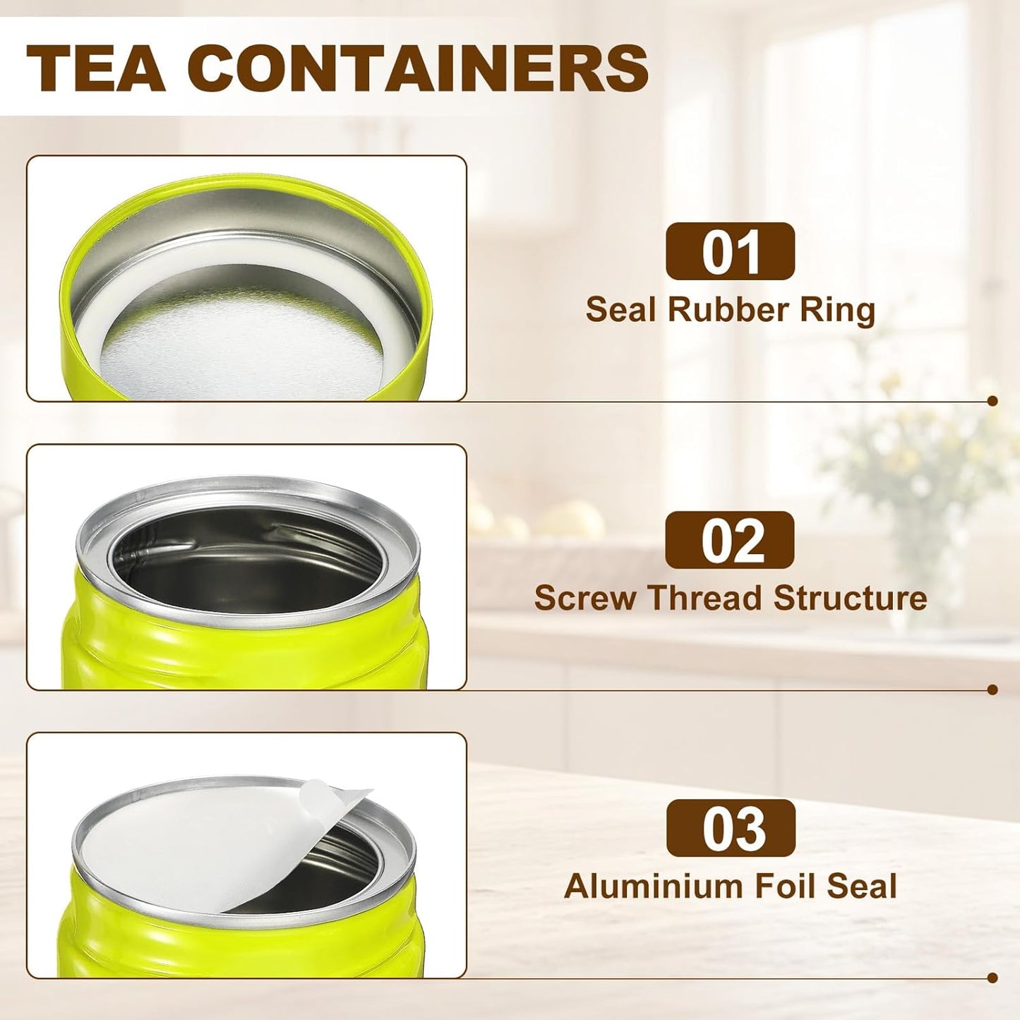 uxcell 2Pcs Round Tea Canisters, 3" x 3" Airtight Metal Tea Containers for Loose Tea, Coffee Beans, Spices - Durable, Compact, and Stylish Storage Tea Tin (Green)