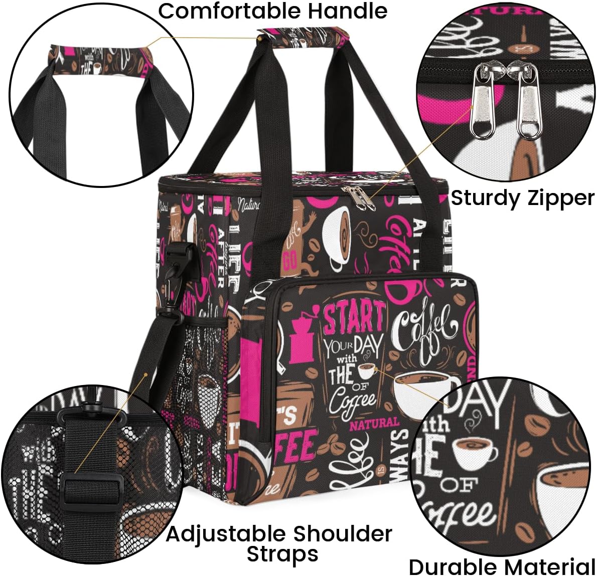 cfpolar Coffee Maker Storage Bag, Waterproof Travel Carrying Storage Tote Bag Organizer Case, Compatible with K-Mini or K-Mini Plus, And Suitable for Other Accessories， With Pockets for K-Cup Pods