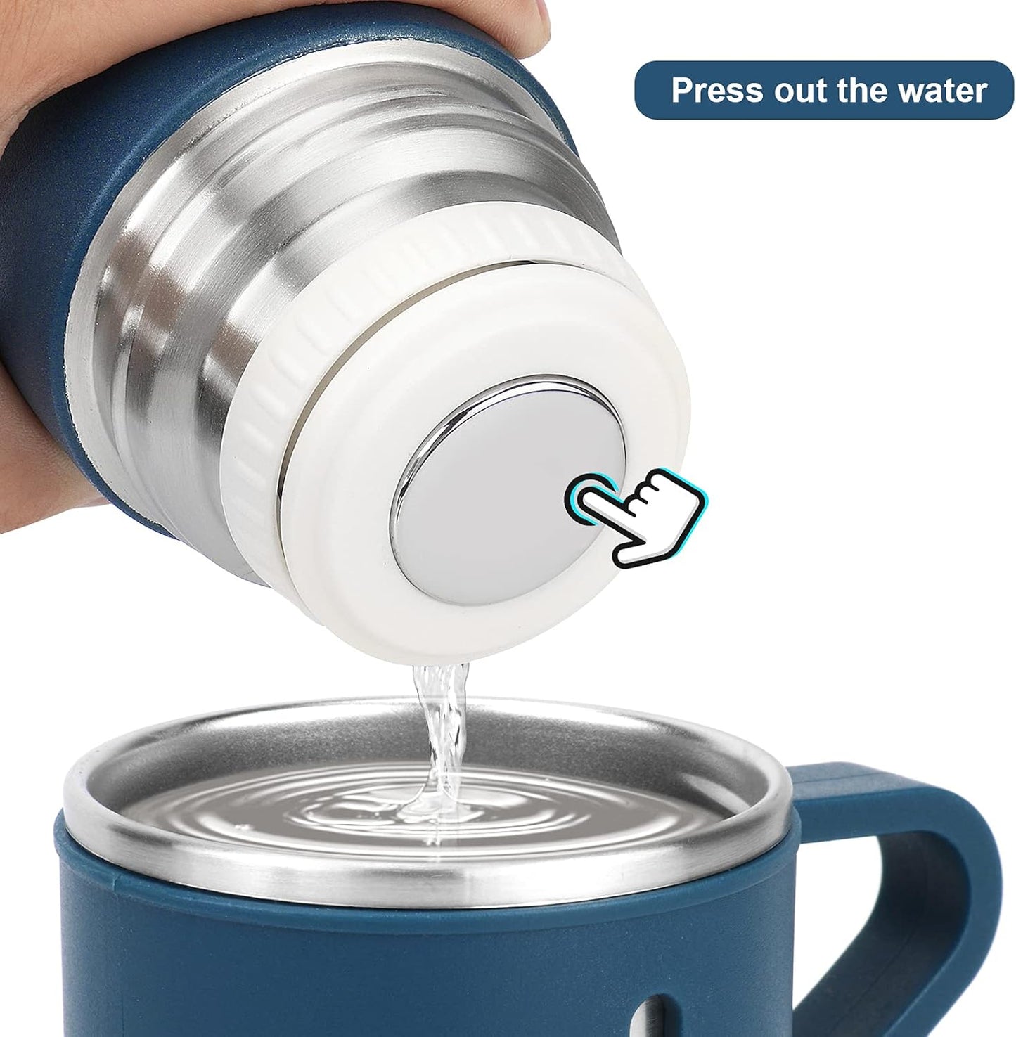 Stainless Steel Thermo 500ml/16.9oz Vacuum Insulated Bottle with Cup for Coffee Hot drink and Cold drink water flask.(Blue,Set)