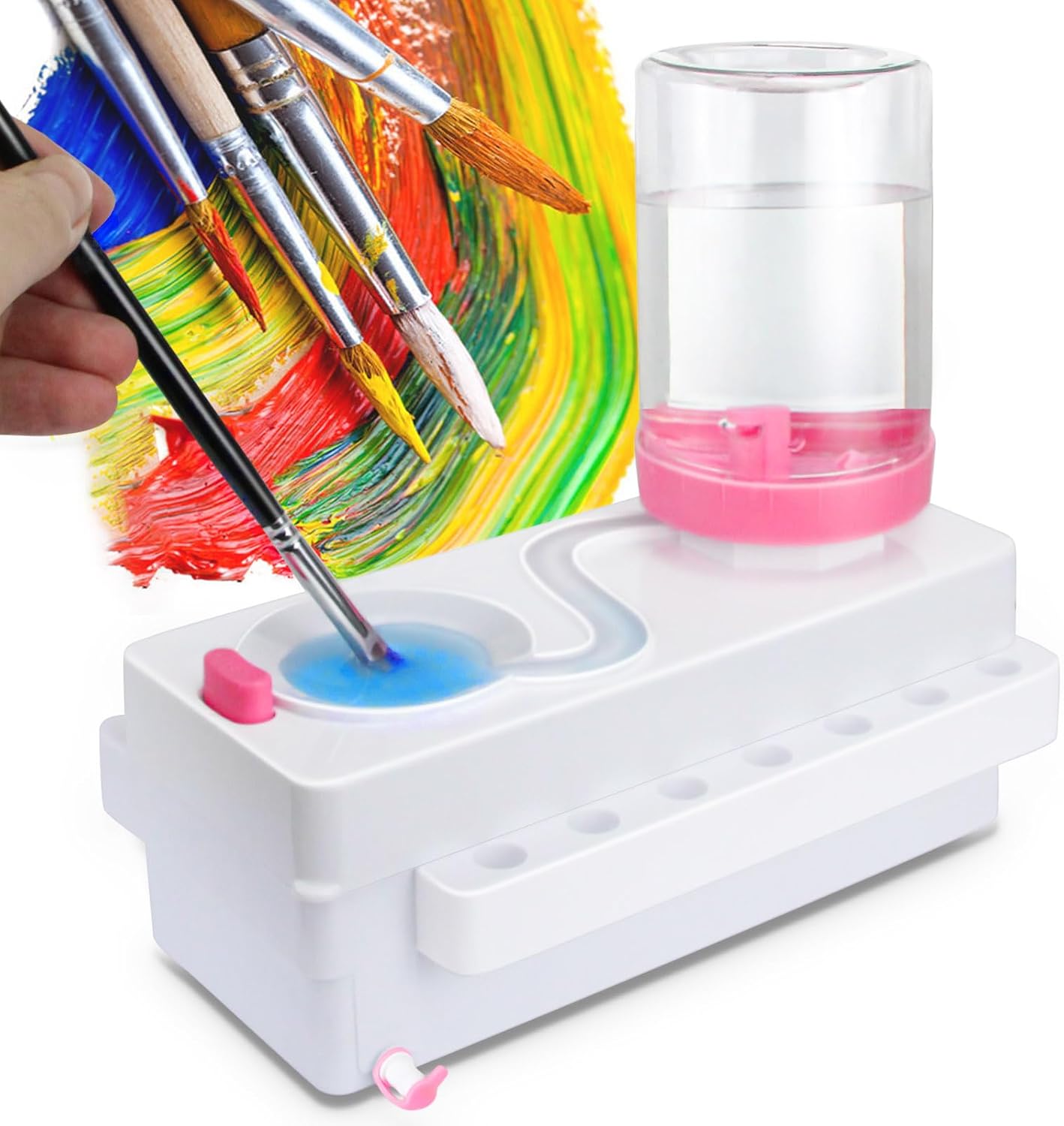 Paint Brush Cleaner, Paint Brush Rinser with Drain & Brush Holder, Painting Station, Paint Brush Cleaner Tool for Water-Based Painting Supplies