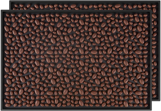 Rubber Rubber Bar Mat Set of 2 18"x12", Black – Durable, Non-Slip, Non-Toxic Spill & Drying Mats for Bars,Restaurants,Coffee Shops, Countertops & Tabletops Hairdressing Tool Protective pad.