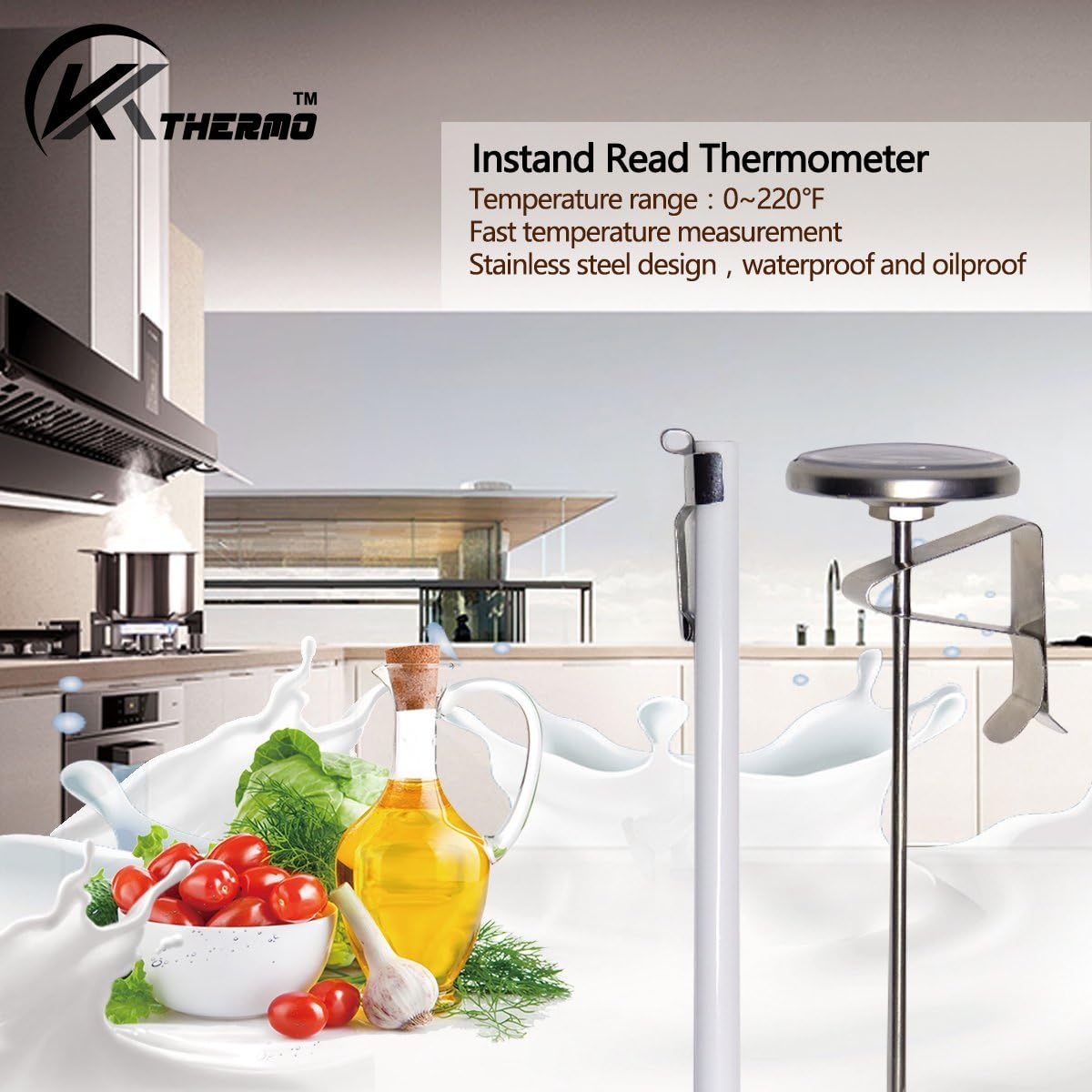KT THERMO Instand Read 2-Inch Dial Thermometer(2 Pack),Best for The Coffee Drinks,Chocolate Milk Foam