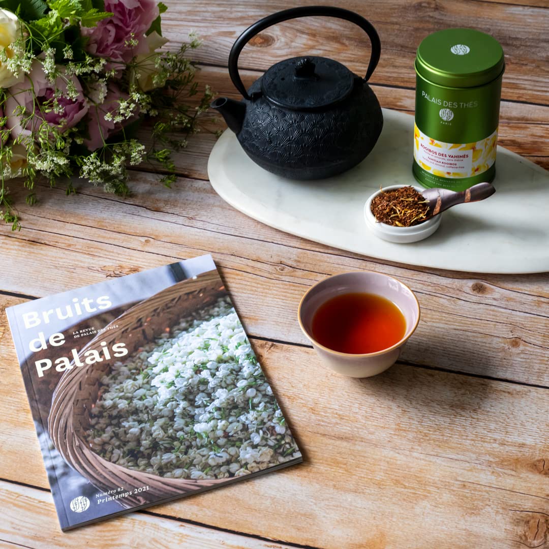 Palais des Thés - Tahitian Rooibos - Caffeine-Free Rooibos Tea with Vanilla & Almond- 3.5oz Loose Leaf Metal Gift Tin, Serves 20-25 Cups
