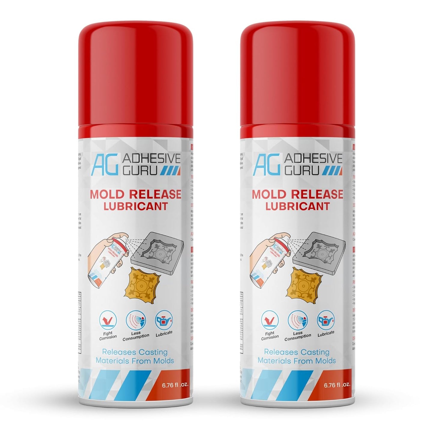 Adhesive Guru Silicone Mold Release Aerosol Spray (2x6.76 fl oz) Lubricant Agent for Epoxy Resin Molds (2 Pack)