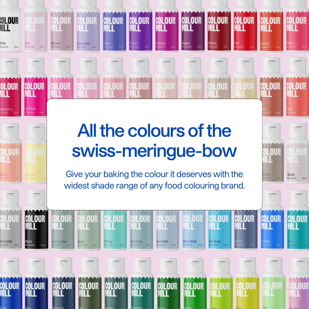 Colour Mill Oil-Based Primary Food Coloring, 20 Milliliters Each of 6 Colors: Black, Royal, Red, Green, Yellow and Orange