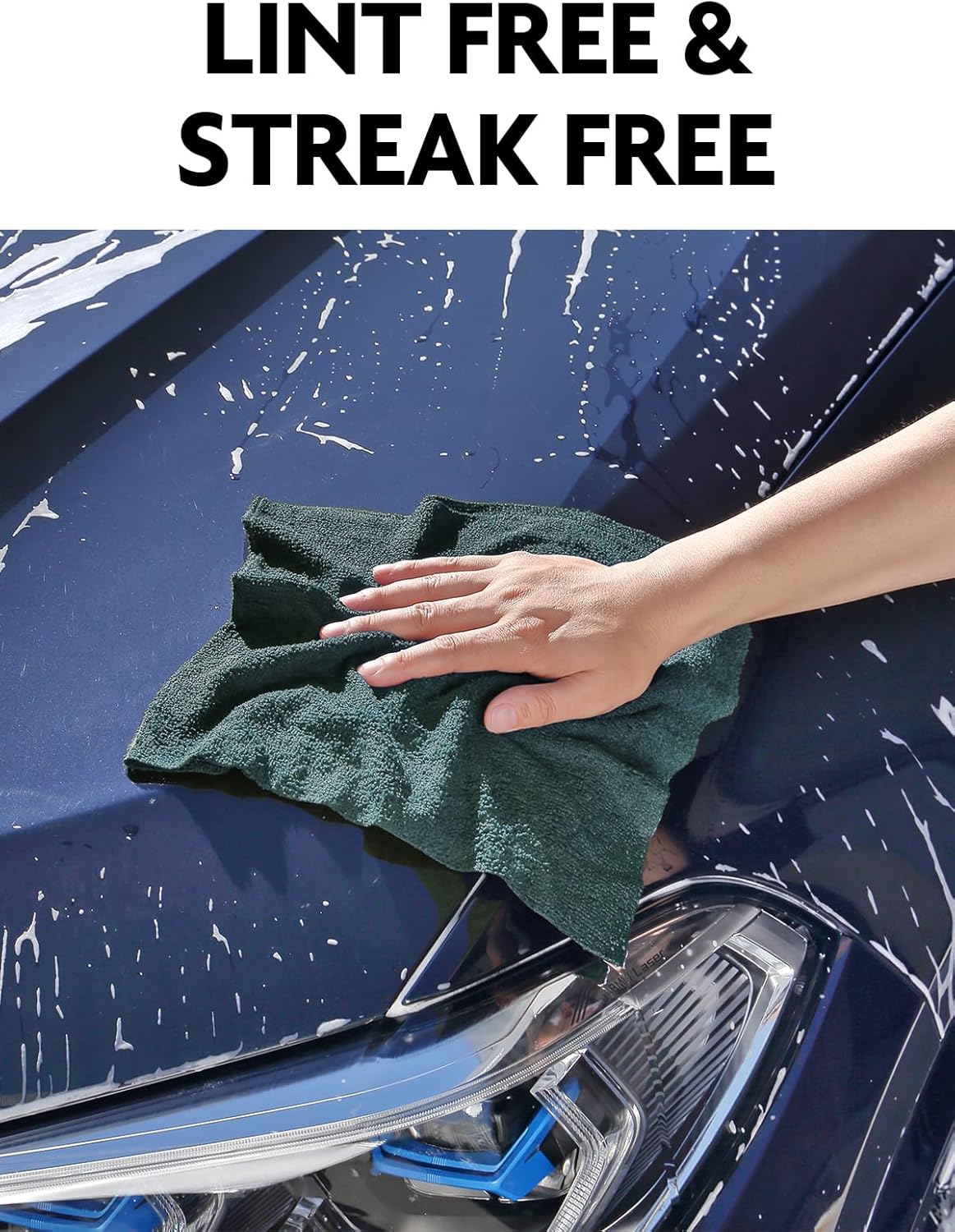 Fantasticlean Microfiber Cleaning Cloth Roll -75 Pack, Tear Away Microfiber Towels, 12" x 12", Reusable, Washable, Scratch Free, Ultra Absorbent for Car, Home Supplies (Forest Green)