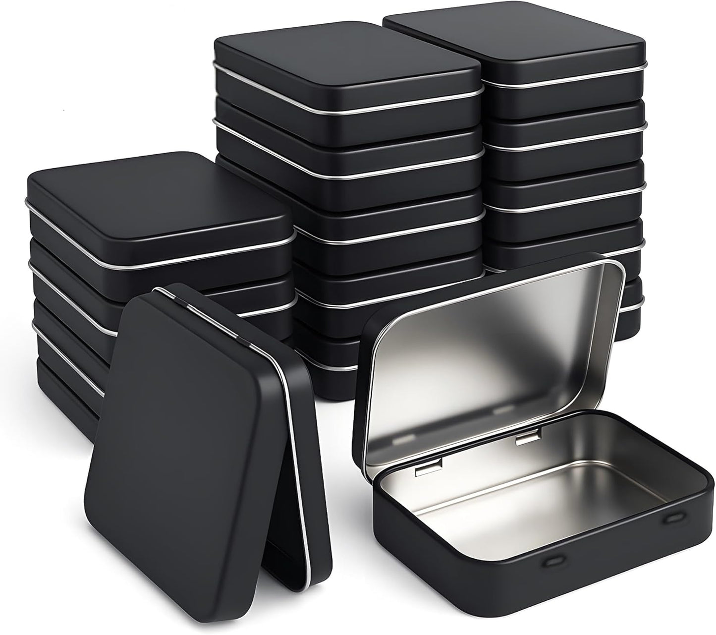 Small Metal Box With Lid-Cookie Tins Metal Tins With Lids Lens Wipes Storage Container Mini Portable Box,Empty Hinged Tin,For Organize Mint Candy Jar,Sewing Tools,DIY Gift Boxes(Black 20 Pcs)