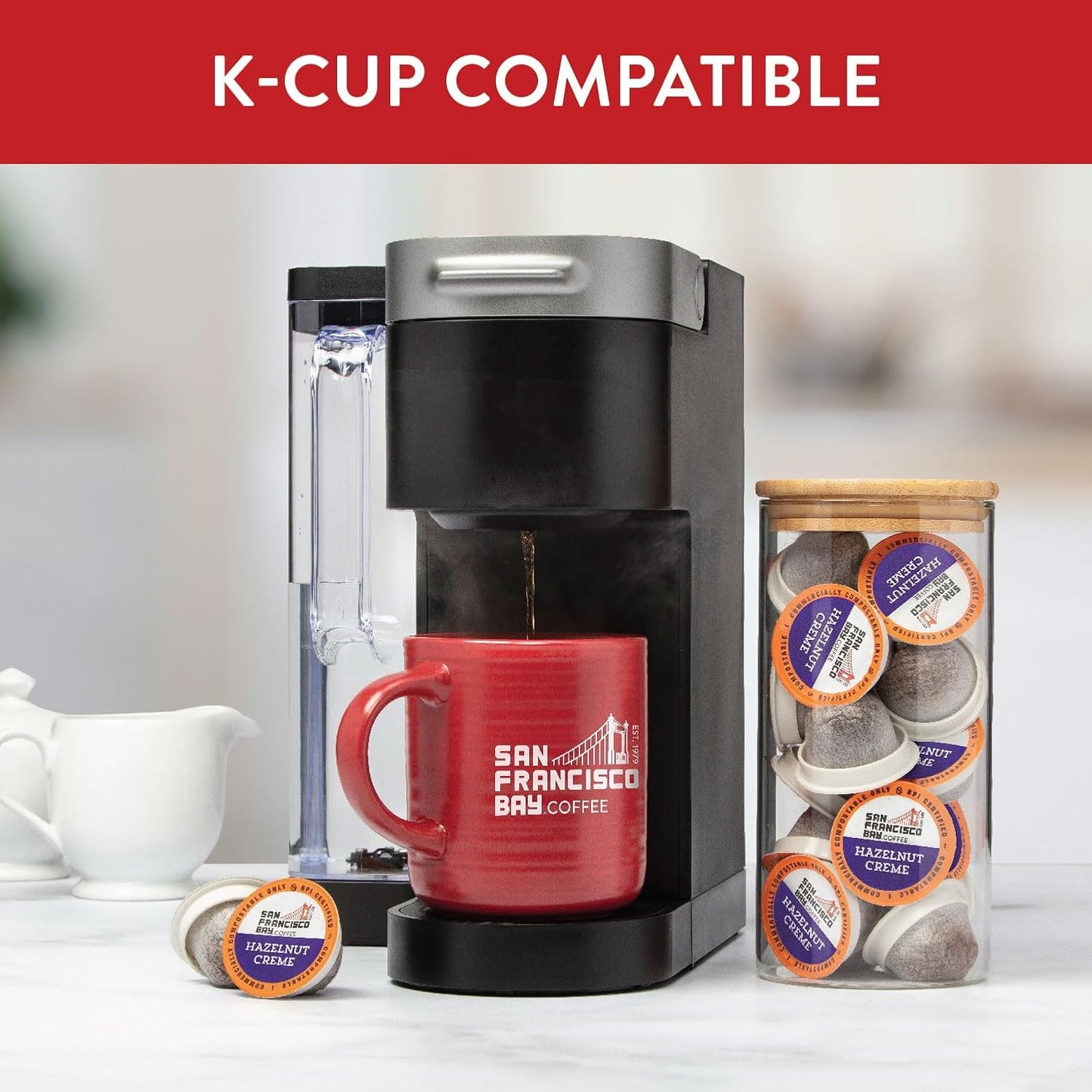 San Francisco Bay Compostable Coffee Pods - Hazelnut Crème (36 Ct) K Cup Compatible including Keurig 2.0, Flavored, Medium Roast
