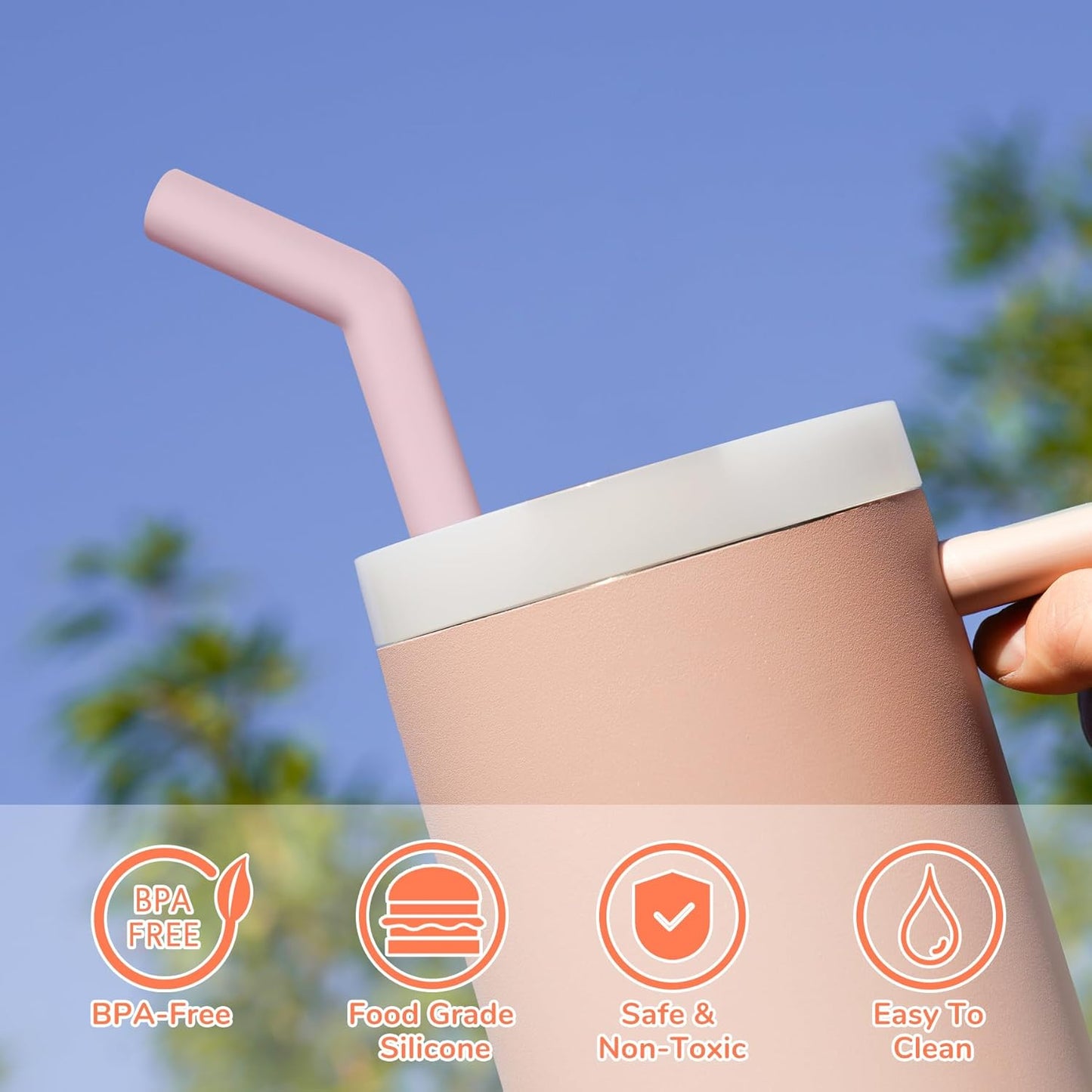 Tomorotec 6-Pack Morandi Colors Silicone Tip Stainless Steel Straws for 30oz Stanley Tumblers with 2 Cleaning Brushes, BPA-Free 10" Long Compatible with Adventure Quencher, Enhances Drink Enjoyment