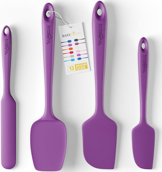 Silicone Spatula Set - 4-Piece Rubber Spatulas Silicone Heat Resistant 600¡ÆF for Everyday Task - Seamless Design Kitchen Spatulas for Nonstick Cookware - Purple