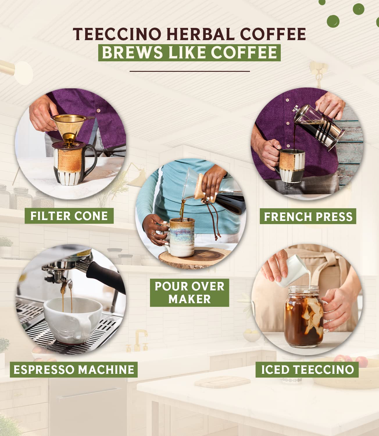 Teeccino Chicory Coffee Alternative – Organic French Roast – Herbal Coffee | Ground Coffee Substitute | Prebiotic | Caffeine Free | Acid Free, 11 Ounce (Pack of 2)
