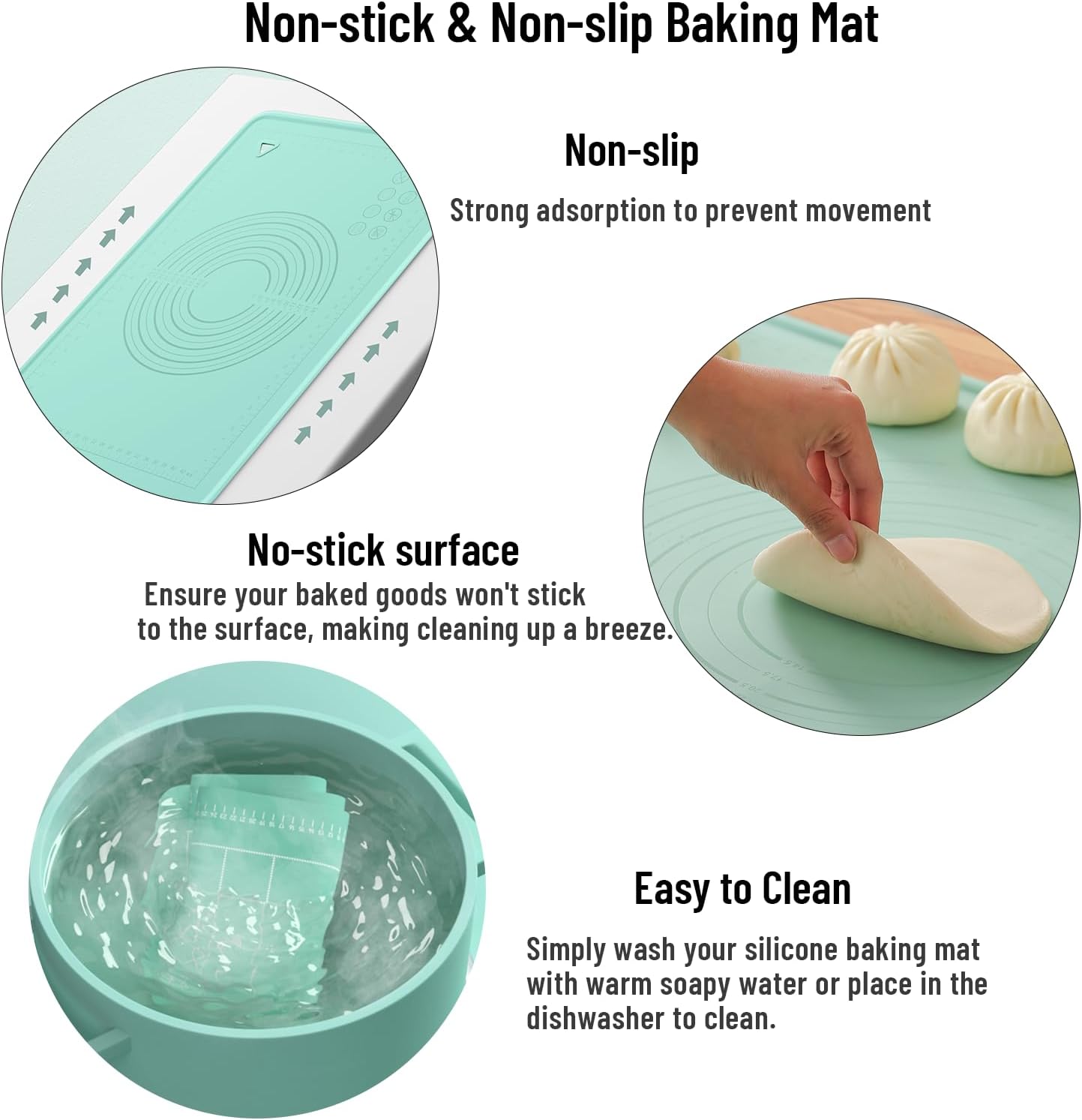 Silicone Baking Mat, 20"X28" Extra Large Non-stick Silicone Mat With High Edge, Food Grade Silicone Dough Rolling Mat For Making Cookies, Macarons, Multipurpose Mat, Countertop Mat, Placemat