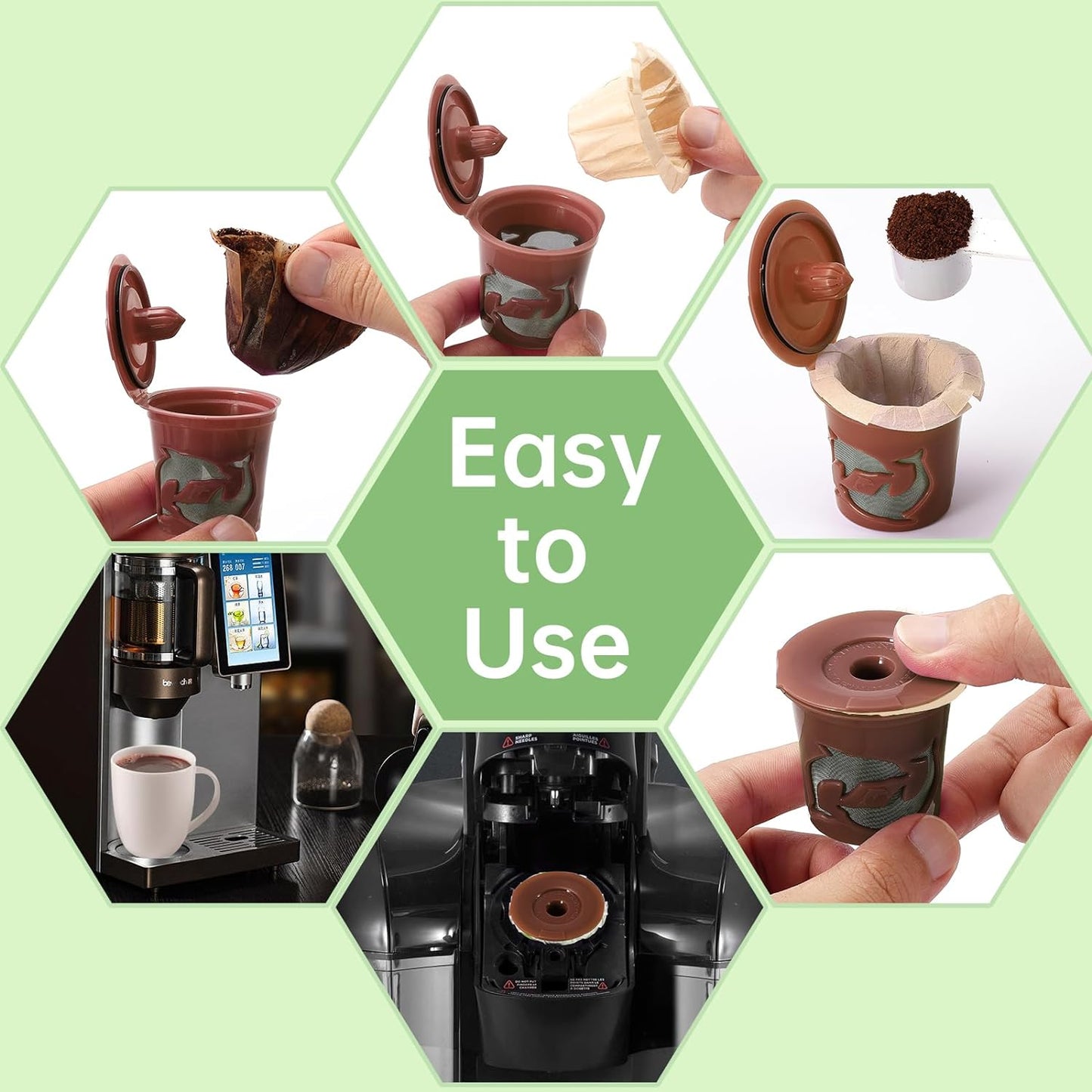 Aussen Disposable Coffee Paper Filters Replacement Kerig Filter Fit All Keurig Single Serve Filter Brands Compatible with Reusable Single Serve Pods Keurig Coffee Maker (Natural, 200pcs)