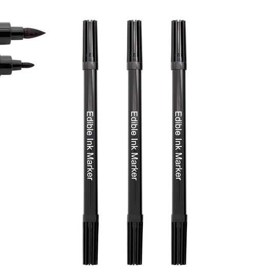 Dual Tips Food Coloring Pens，3PCS Black Color Food Grade and Edible Marker,Gourmet Writers for Decorating Fondant,Cakes, Cookies, Frosting, Easter Eggs, Thick Tip and Fine Tip, by Edibleink
