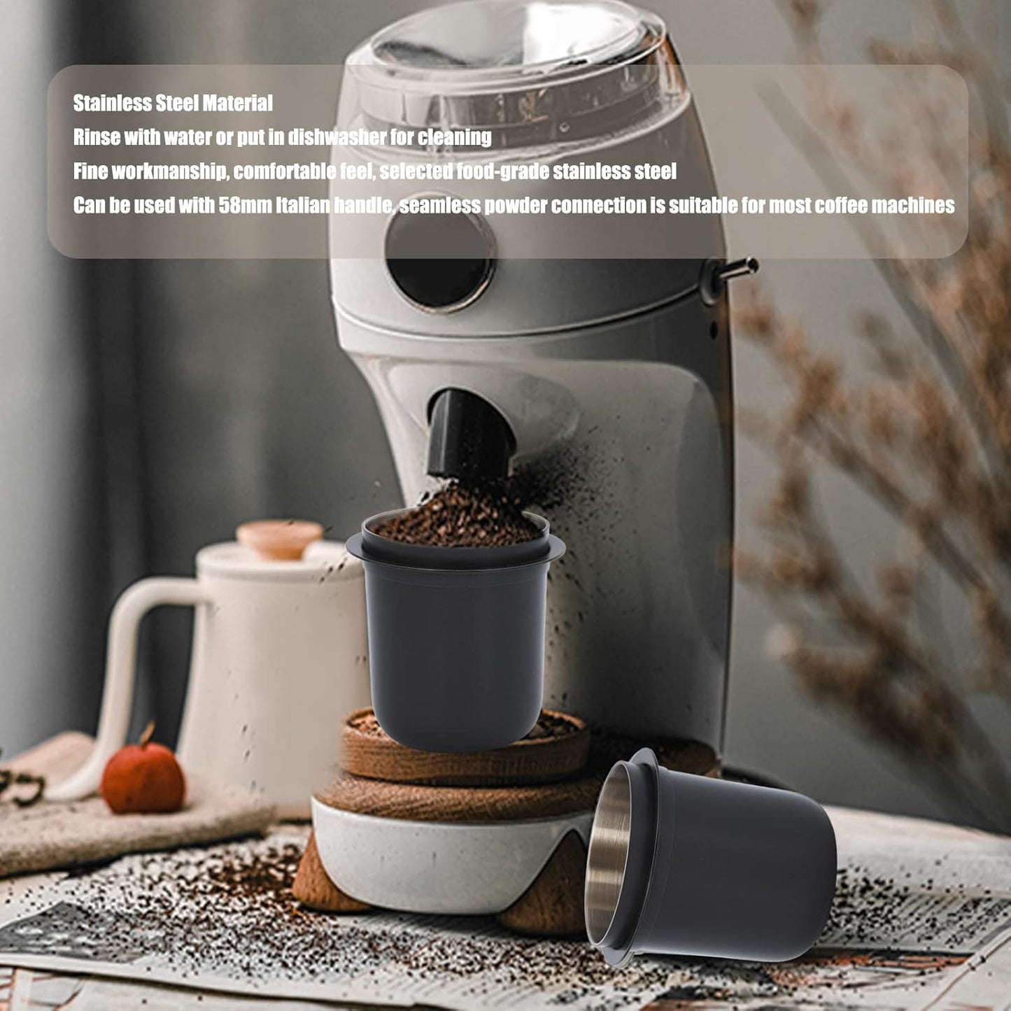 58mm Stainless Steel Dosing Cup, Espresso Coffee Powder Cup Crema Coffee Tool for Coffee Machine(#3)
