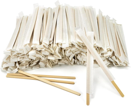 500Pcs Bamboo Coffee Stirrers Individually Wrapped ? Coffee Stir Sticks 5.5 Inch, Stir Sticks For Coffee Bar, Disposable Stir Sticks for Coffee and Cocktail
