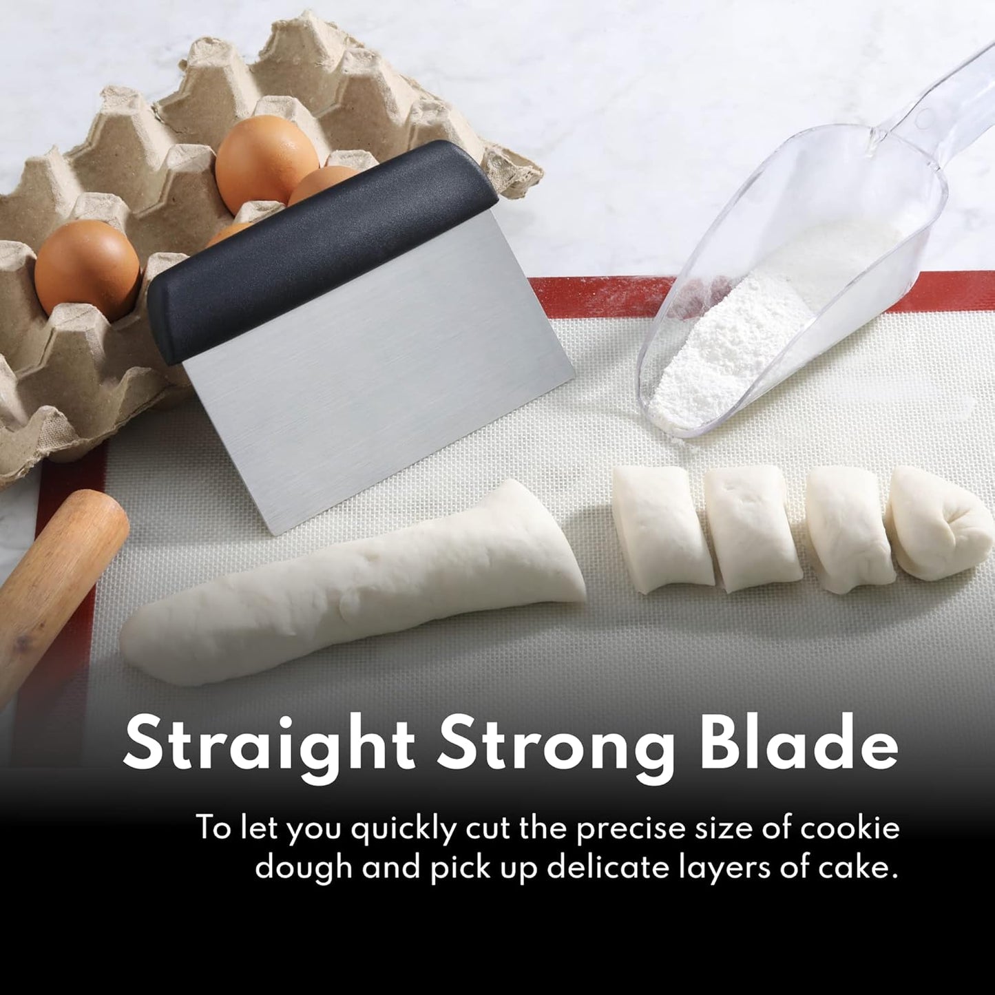 New Star Foodservice Plastic Handle Dough Scraper, 6 by 3-Inch, Black