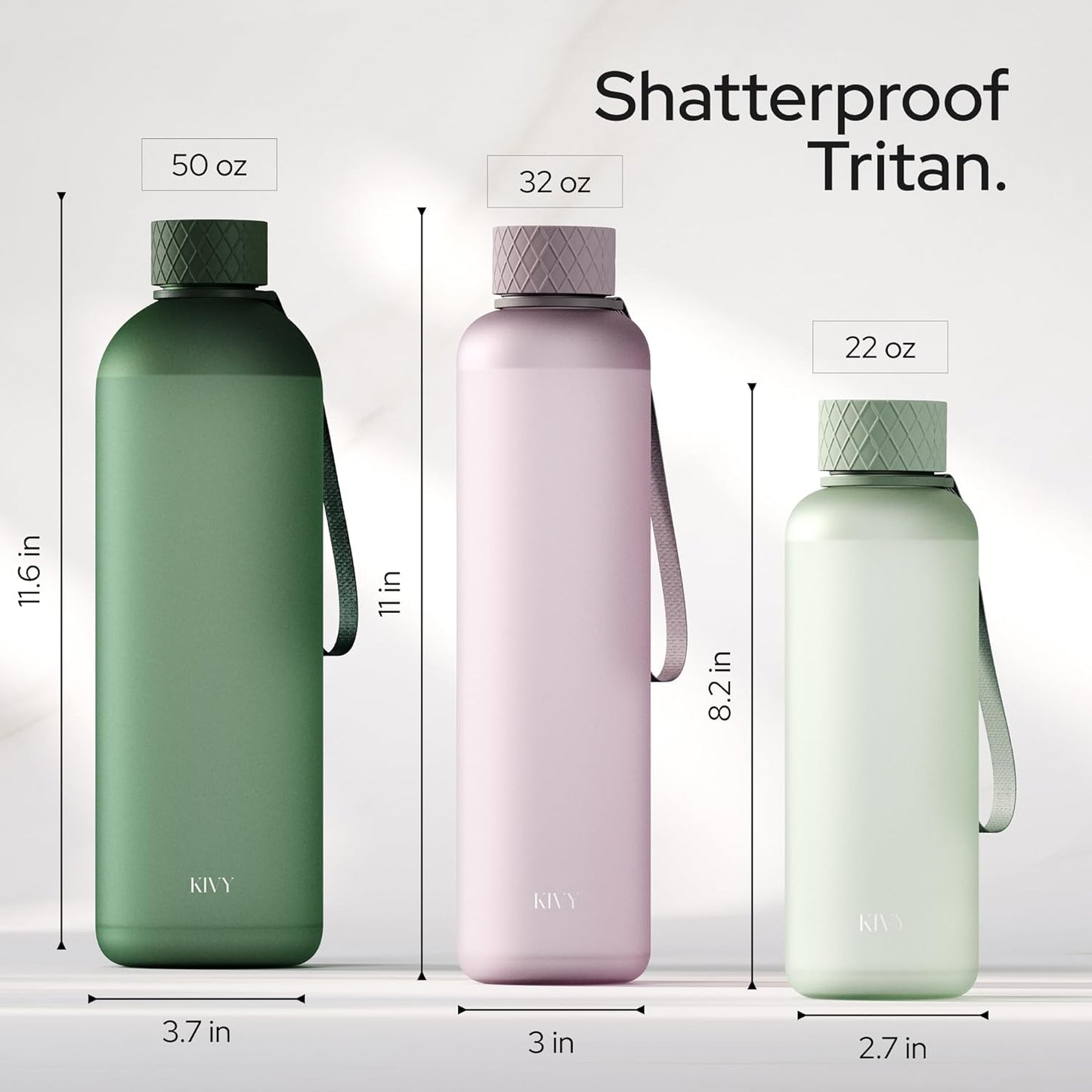 KIVY Slim Water Bottle 50oz [Lightweight & Shatterproof] - Reusable Tritan Water Bottle - Leak Proof Water Bottle for Women & Men - No Spill - Dishwasher Safe - BPA Free