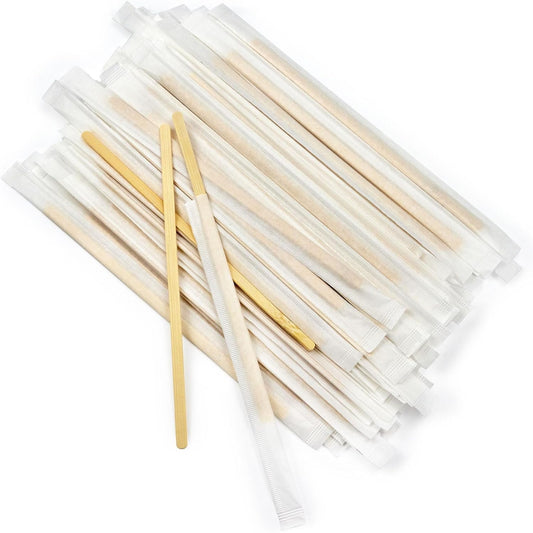 Bamboo Coffee Stirrers Individually Wrapped 200 Count ? Coffee Stir Sticks 7 inch Coffee Bar Disposable individually wrapped coffee stirrers for Coffee and Cocktail
