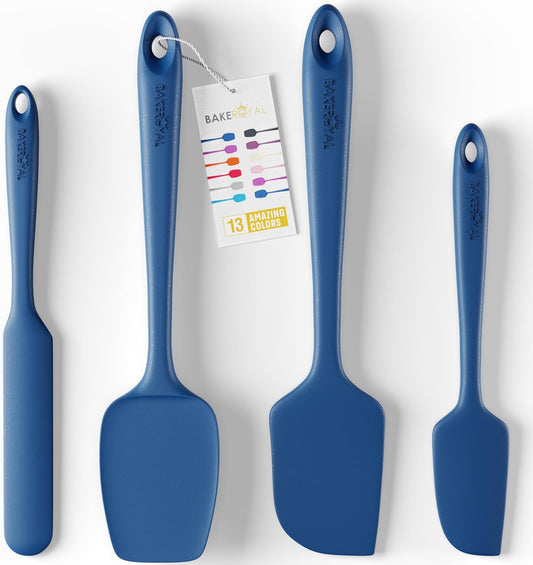 Silicone Spatula Set - 4-Piece Rubber Spatulas Silicone Heat Resistant 600¡ÆF for Everyday Task - Seamless Design Kitchen Spatulas for Nonstick Cookware - Royal Blue