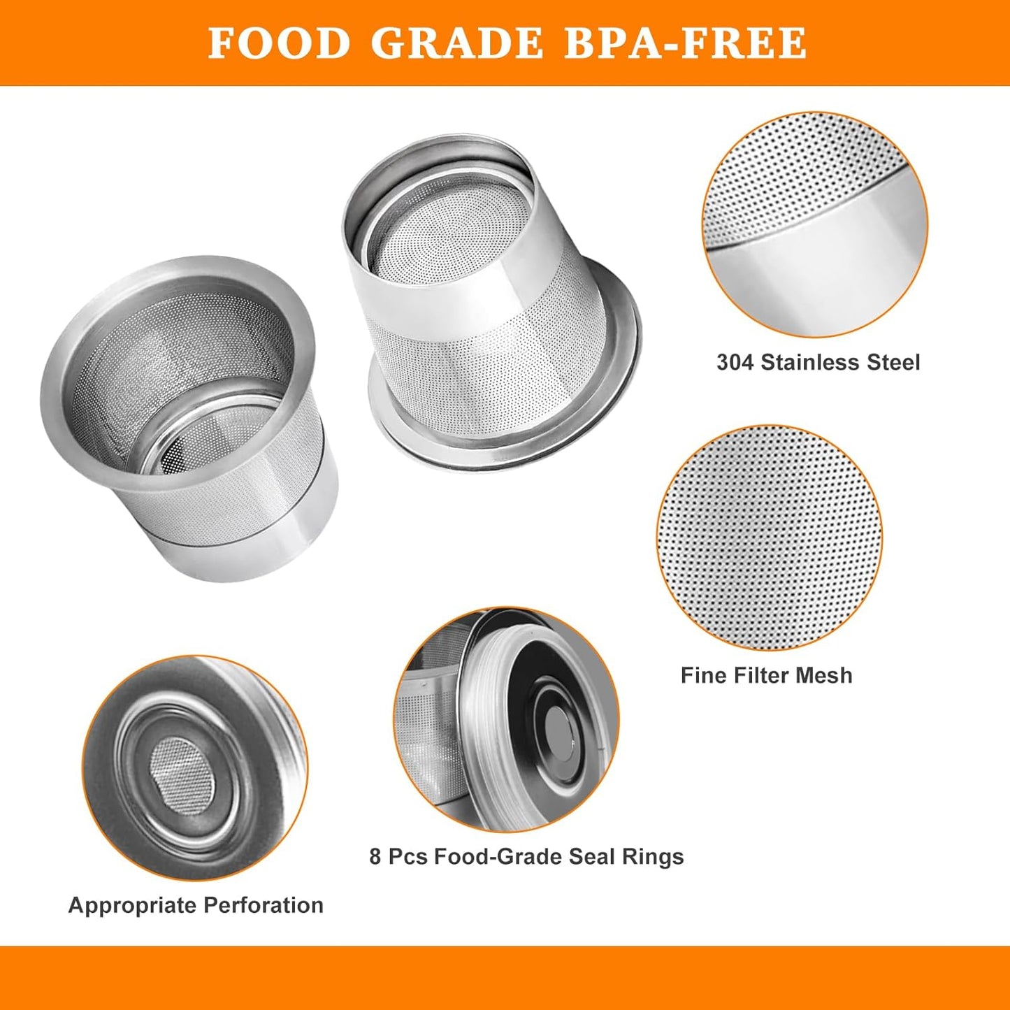 Reusable K Cups Compatible with Ninja Pods and Grounds Coffee Maker, Stainless Steel K Cup for Ninja Dual Brew CFP101 & Ninja Single-Serve PB051/PB041, Reusable Coffee Filter Pods Accessories (4 Pack)