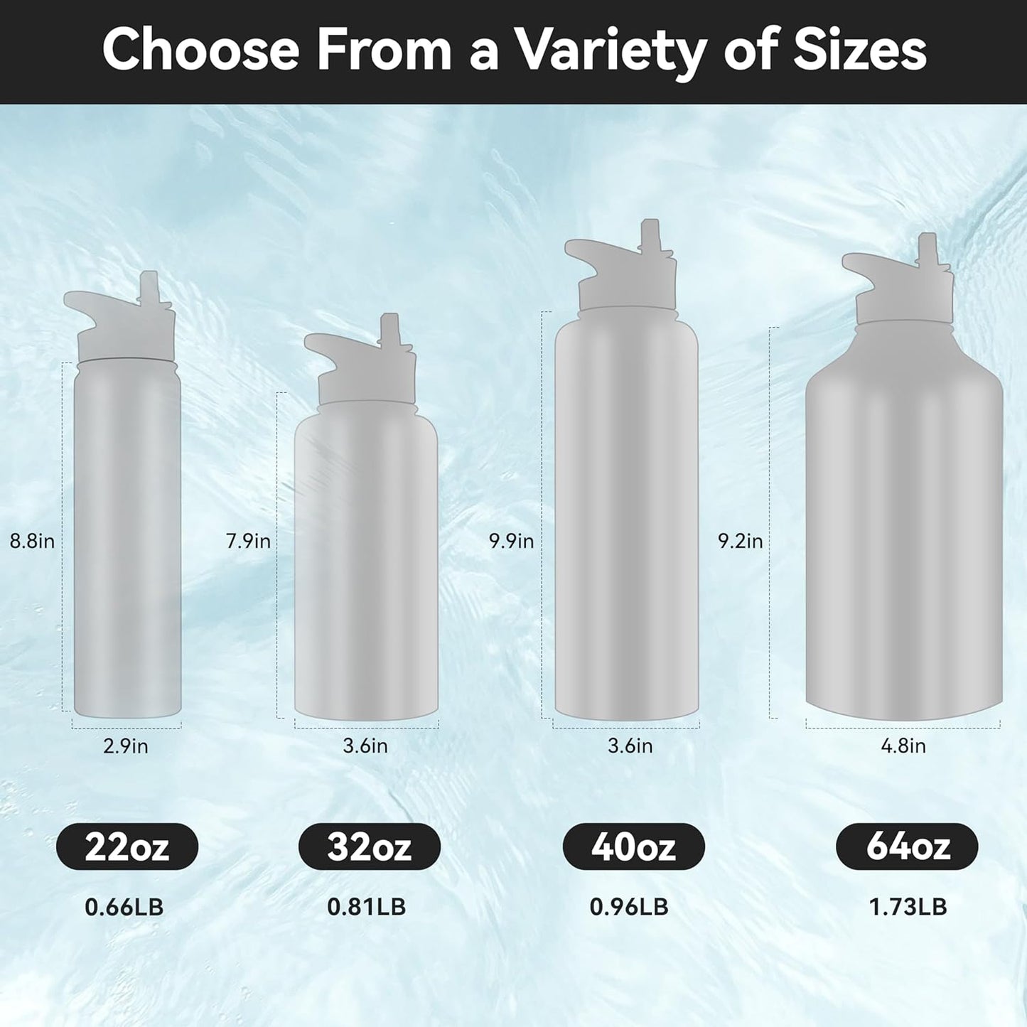 HASLE OUTFITTERS Insulated Water Bottle 22 oz Double Wall Stainless Steel Water Bottle Wide Mouth with Straw Lid & Spout Lid Keeps Cold or Hot(Navy,4)