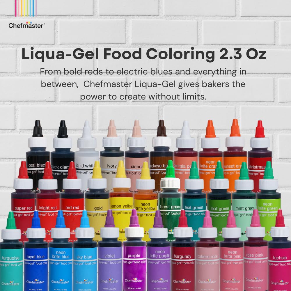 Chefmaster Sky Blue Liqua-Gel® Food Coloring | Vibrant Color | Professional-Grade Dye for Icing, Frosting, Fondant | Baking & Decorating | Fade-Resistant | Easy-to-Use | Made in USA | 2.3 oz