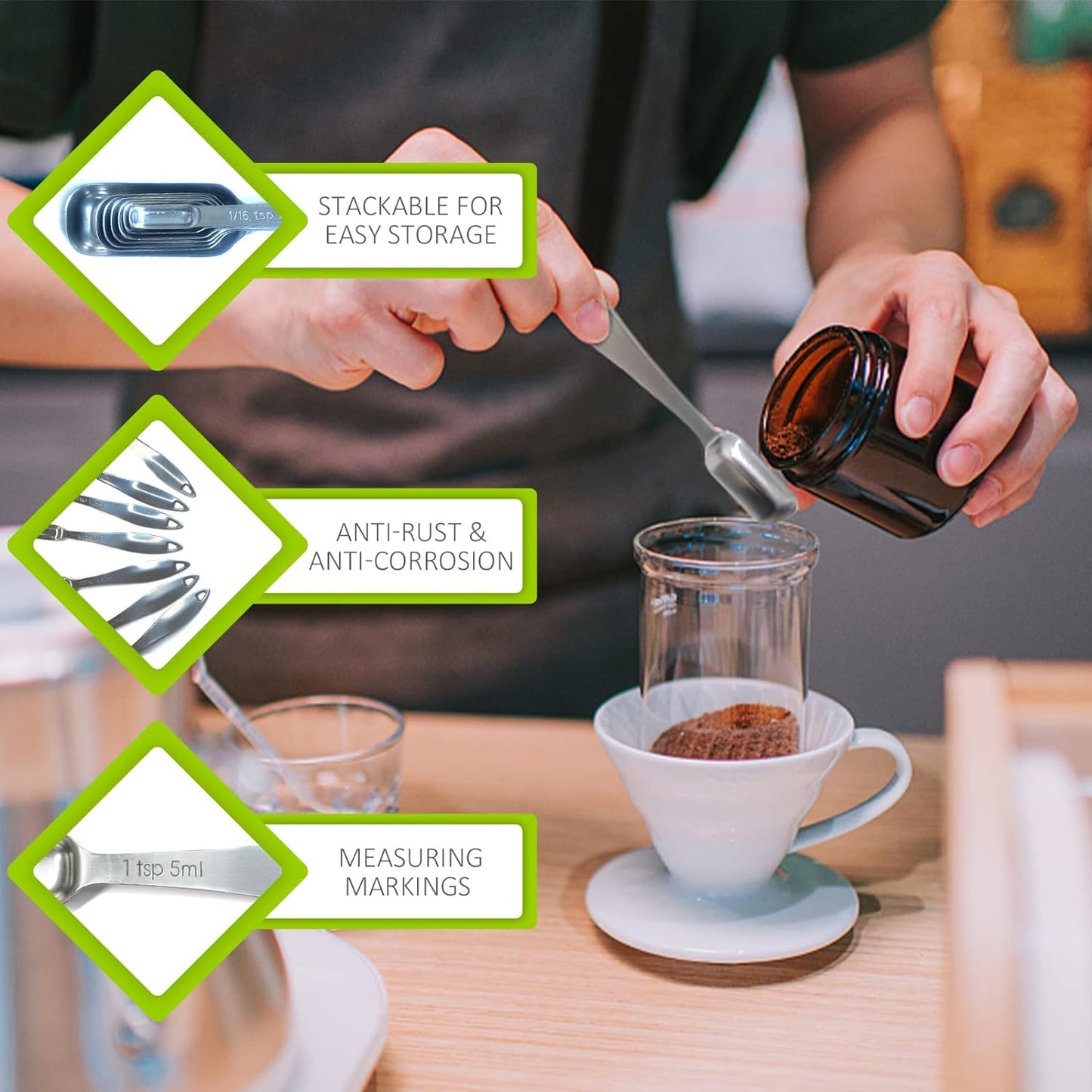 1PCS 1Teaspoon (1/3tbsp, 5ml) Single Measuring Spoon, Individual Stainless Steel Long Handle Measure Tablespoon Only
