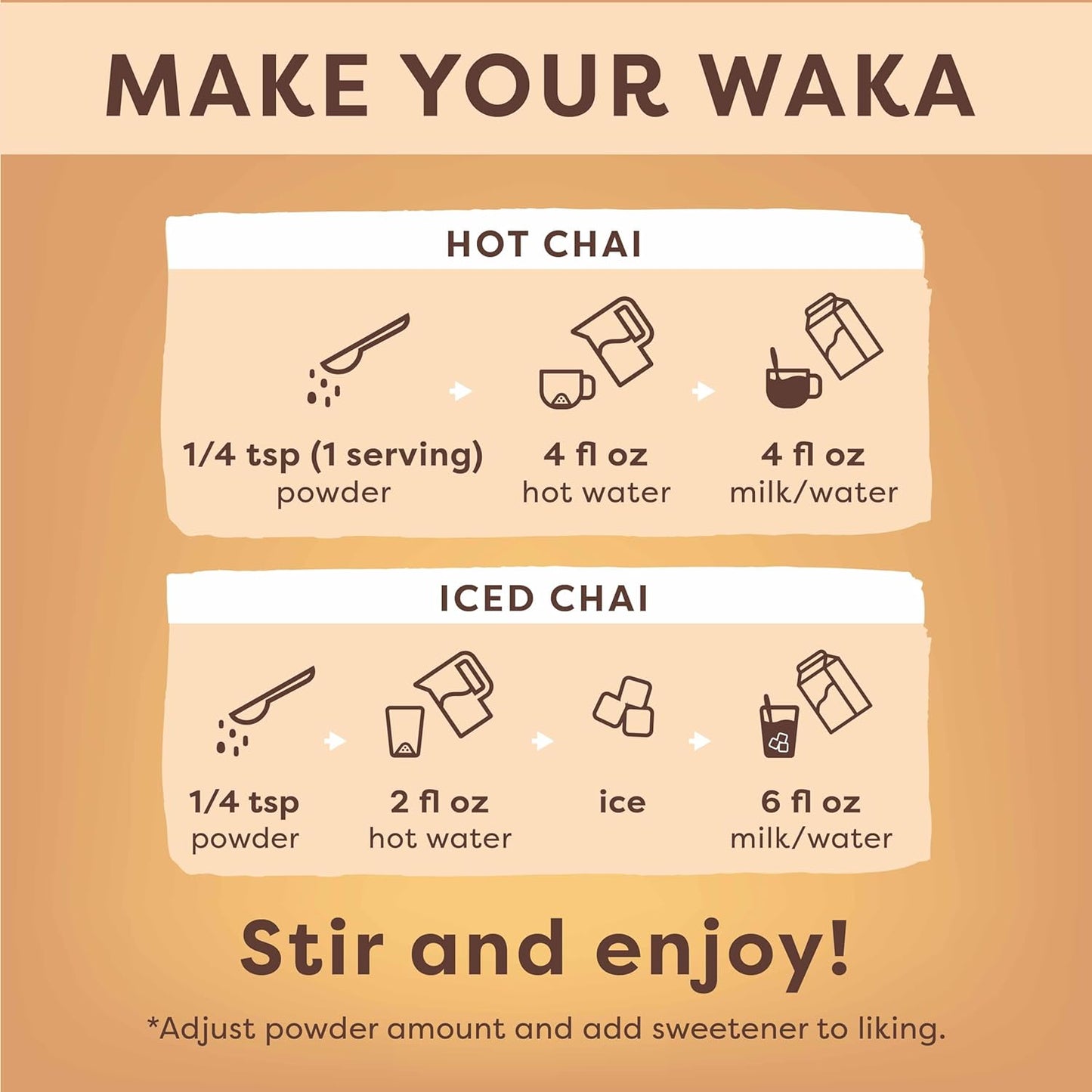Waka Traditional Chai Tea Powder Mix - Chai Tea Concentrate Sugar Free. Pure Leaves from India, Natural Spices, Unsweetened, No Additives (4.5oz Pouch, 195 Servings)