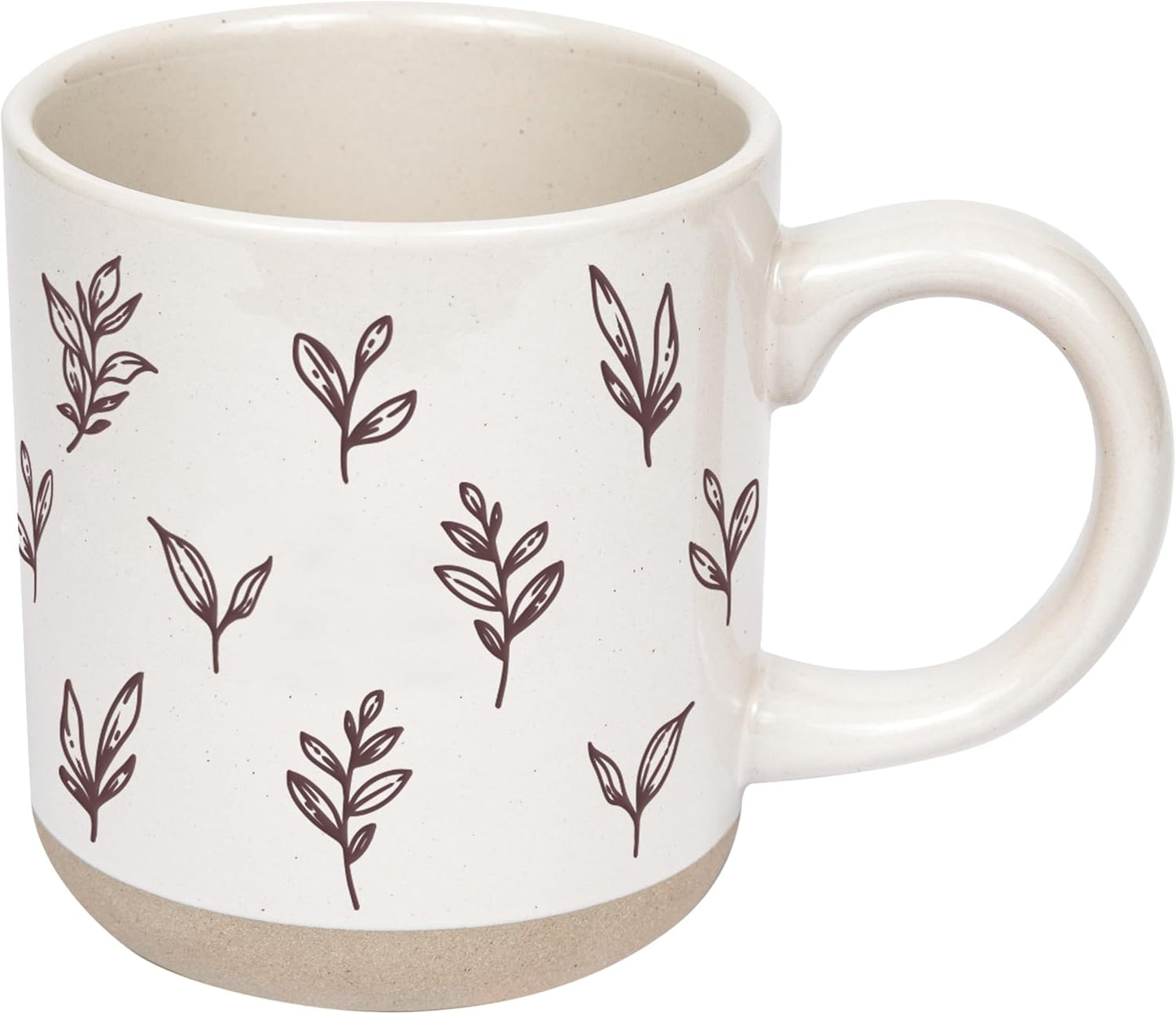 Sweet Water Decor Autumn Coffee Mug with Brown Leaves Design, 14oz Stoneware Cup for Tea & Cider, Microwave & Dishwasher Safe, Cozy Fall Gift