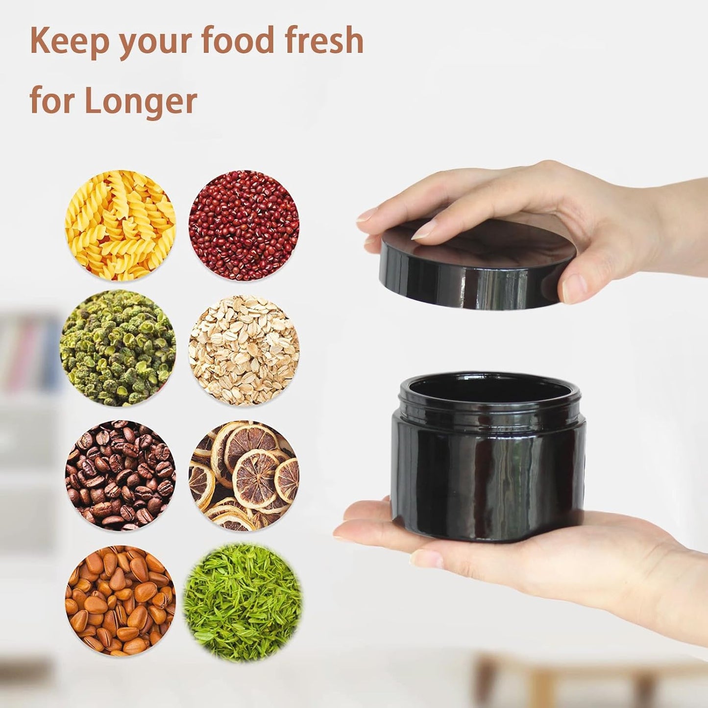 Black Glass Storage Jar 100ml Wide Mouth Airtight UV Protection Container for Spice Coffee