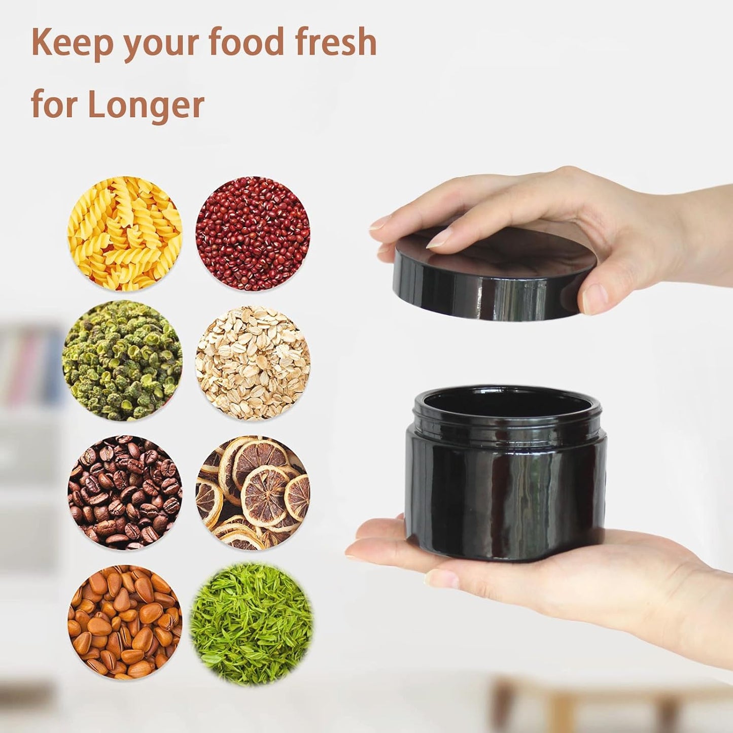 Black Glass Smell Proof Storage Jar 200ml Wide Mouth Airtight UV Protection Container for Spice Coffee