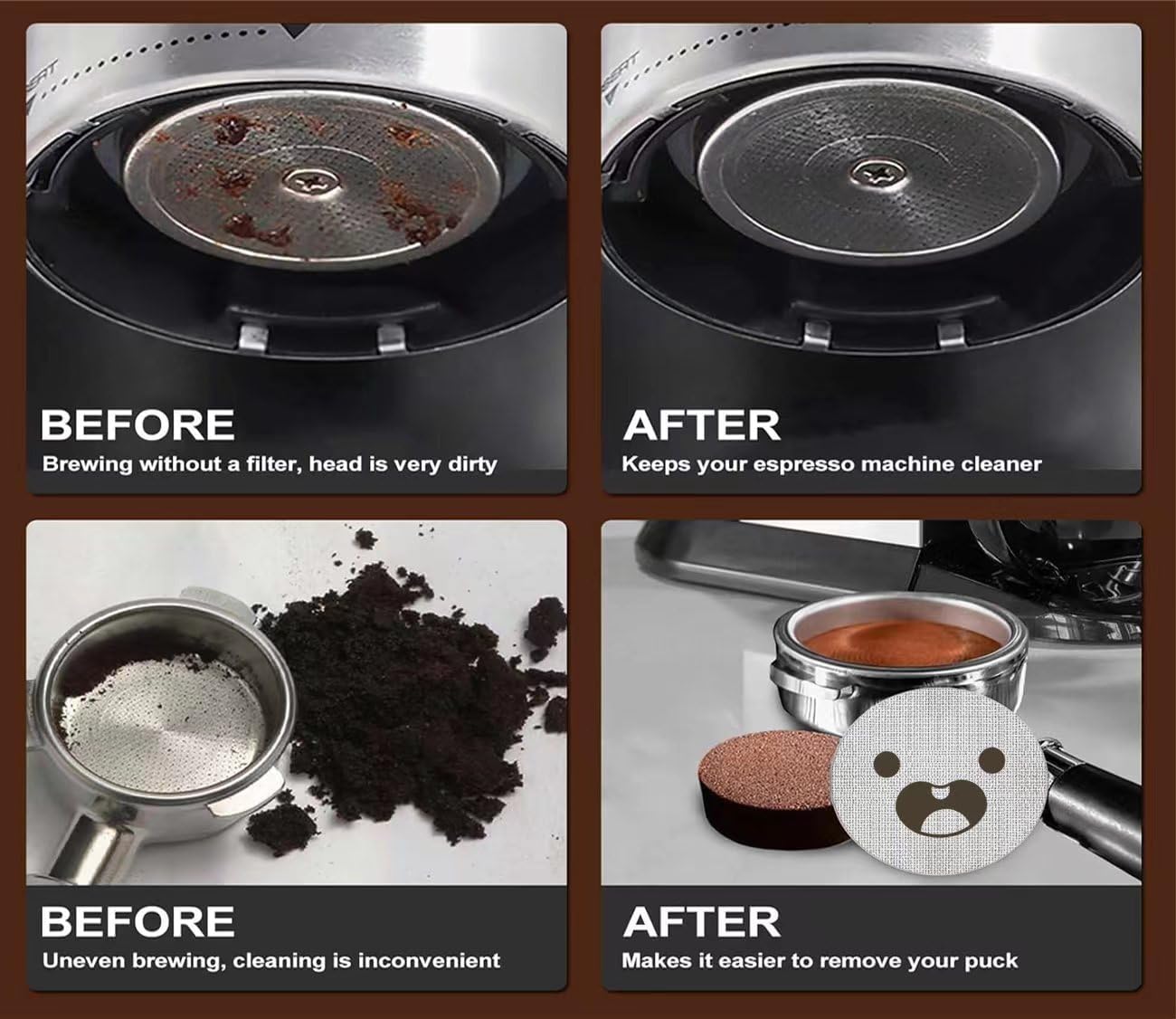 51mm Espresso Puck Screen, Lower Shower Screen, Metal Coffee Reusable Filter for 51mm Espresso Portafilter Basket, 1.7 Thickness(Mustache)