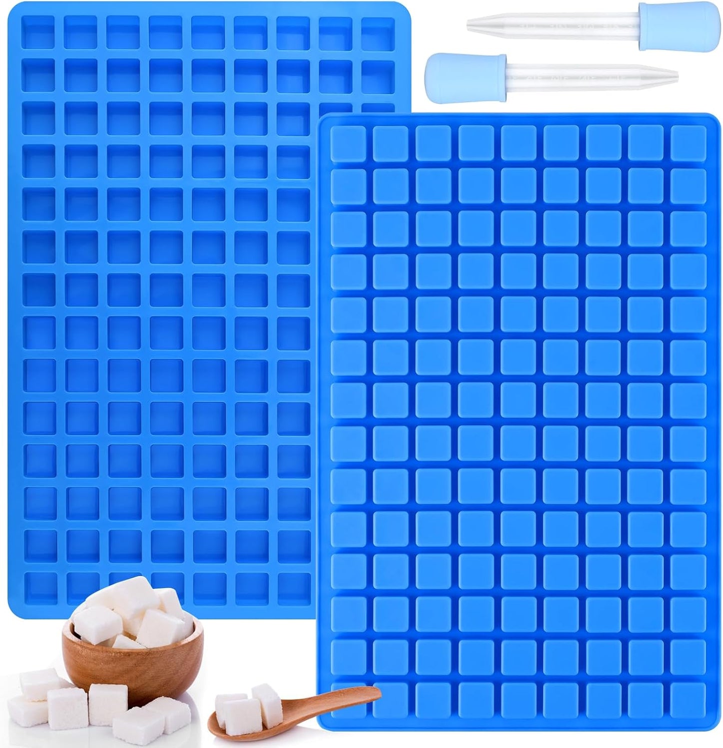 Sakolla Square Silicone Candy Molds, 126 Cavity Non Stick Mini Silicone Molds for Chocolate, Hard Candy, Gummy, Ice Cubes, Ganache, (Set of 2)