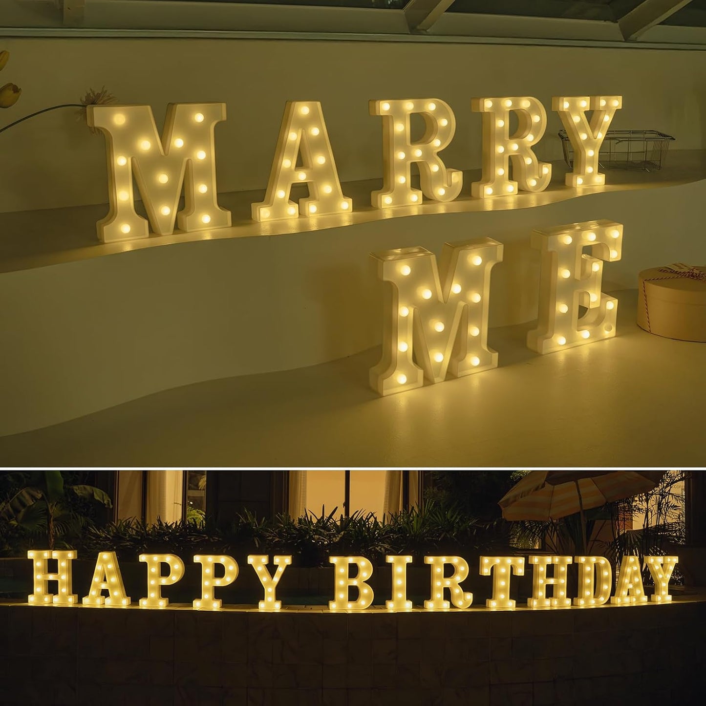 Foaky LED Letter Lights Sign Marquee Light Up Letters Sign for Night Light Wedding/Birthday Party Battery Powered Christmas Lamp Home Bar Decoration(P)